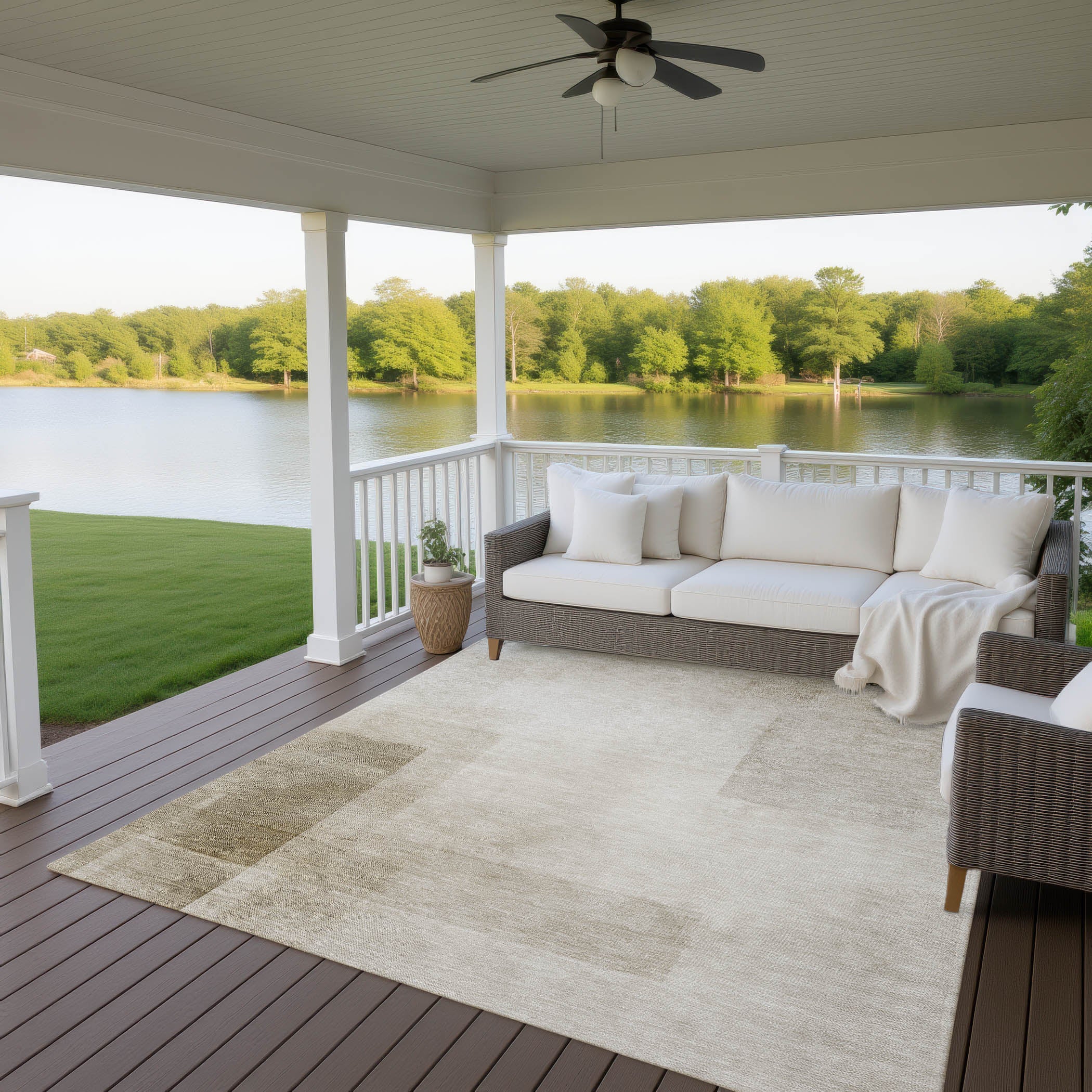 Luxury Machine Washable Indoor/Outdoor Transitional PA5 Khaki Brown Rug 2'6" x 3'10" #shape_Rectangle
