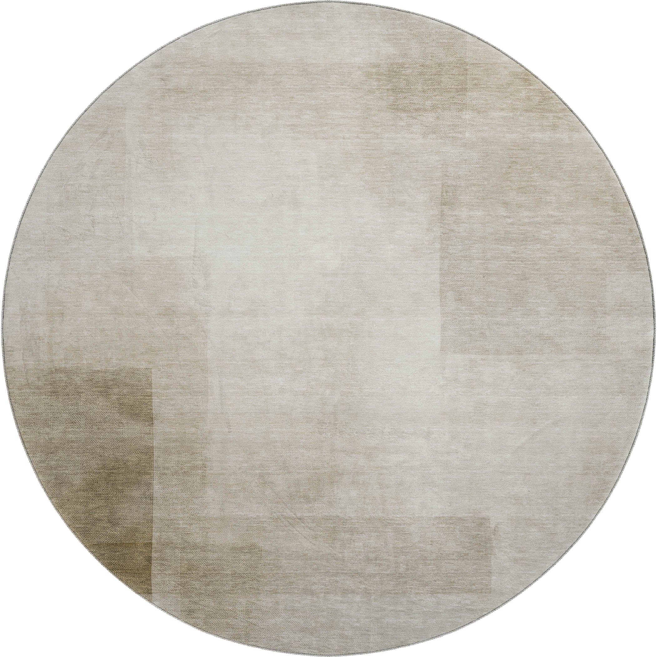 Luxury Machine Washable Indoor/Outdoor Transitional PA5 Khaki Brown Rug 8' x 8' #shape_Round