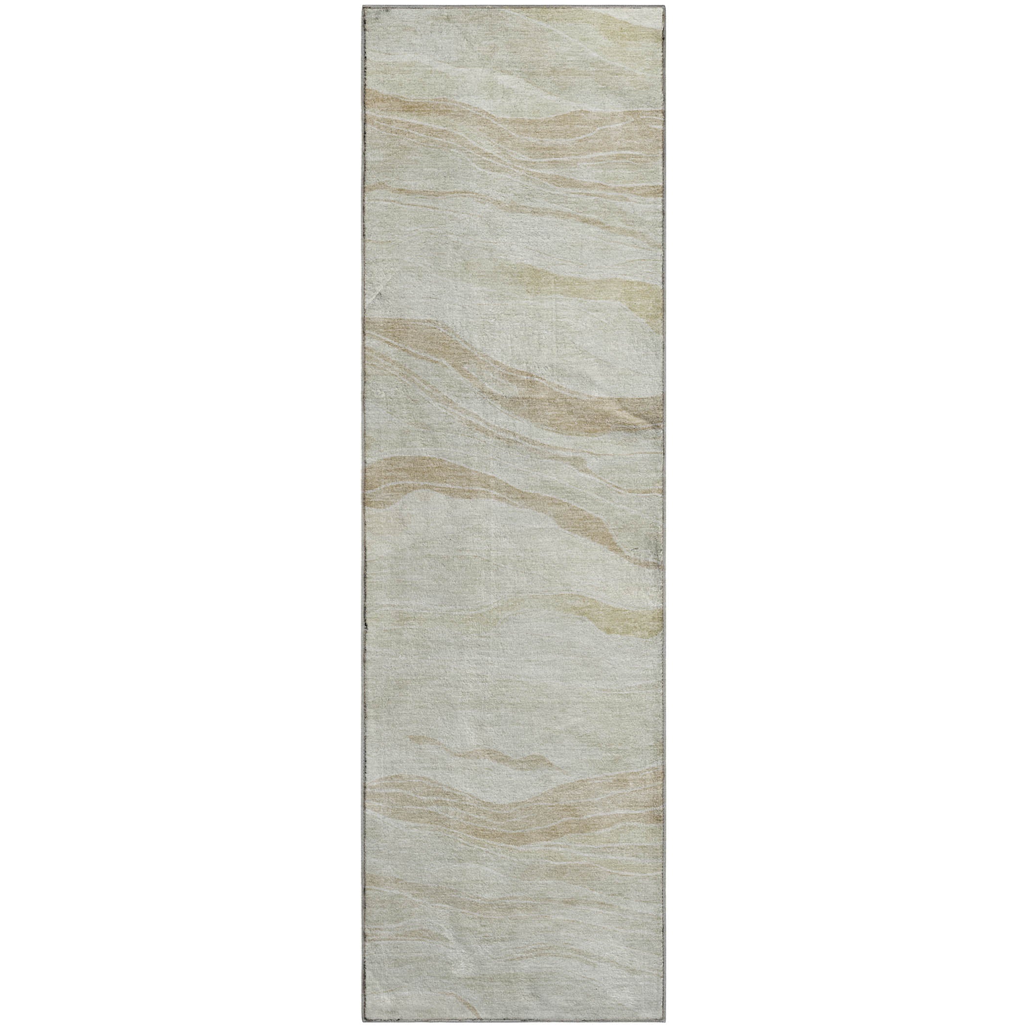 Luxury Machine Washable Indoor/Outdoor Transitional PA6 Beige Brown Rug 2'3" x 7'6" #shape_Runner