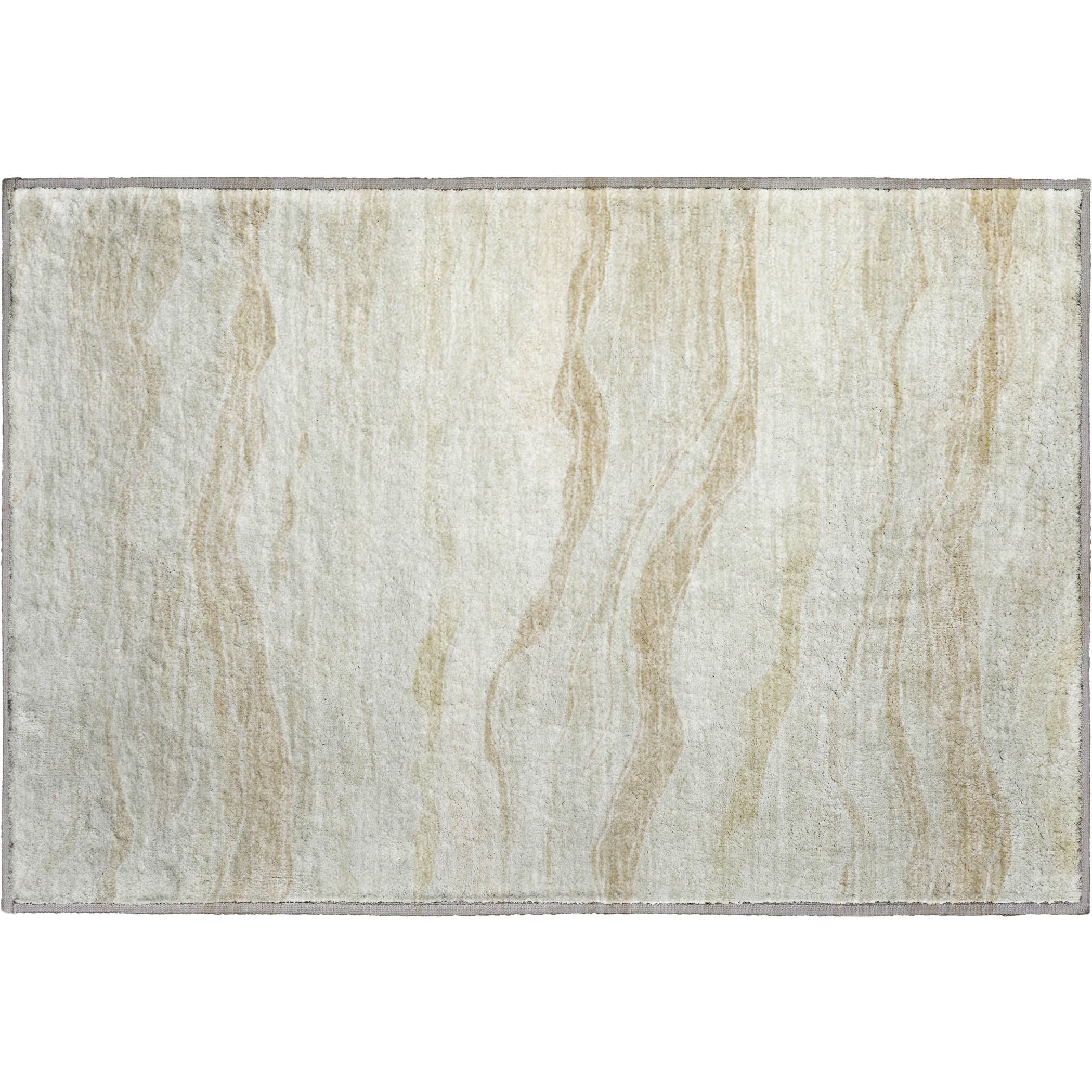 Luxury Machine Washable Indoor/Outdoor Transitional PA6 Beige Brown Rug 1'8" x 2'6" #shape_Rectangle