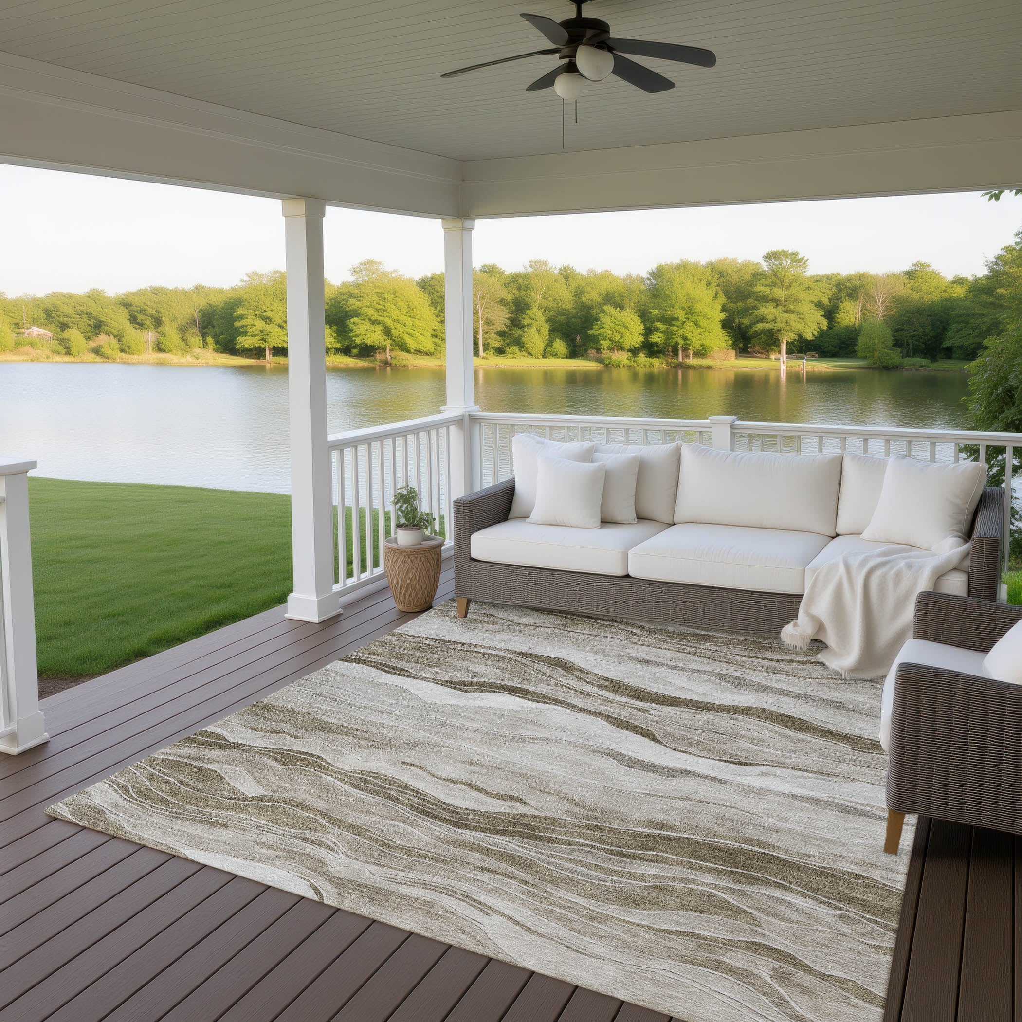Luxury Machine Washable Indoor/Outdoor Transitional PA6 Brown Rug 2'6" x 3'10" #shape_Rectangle