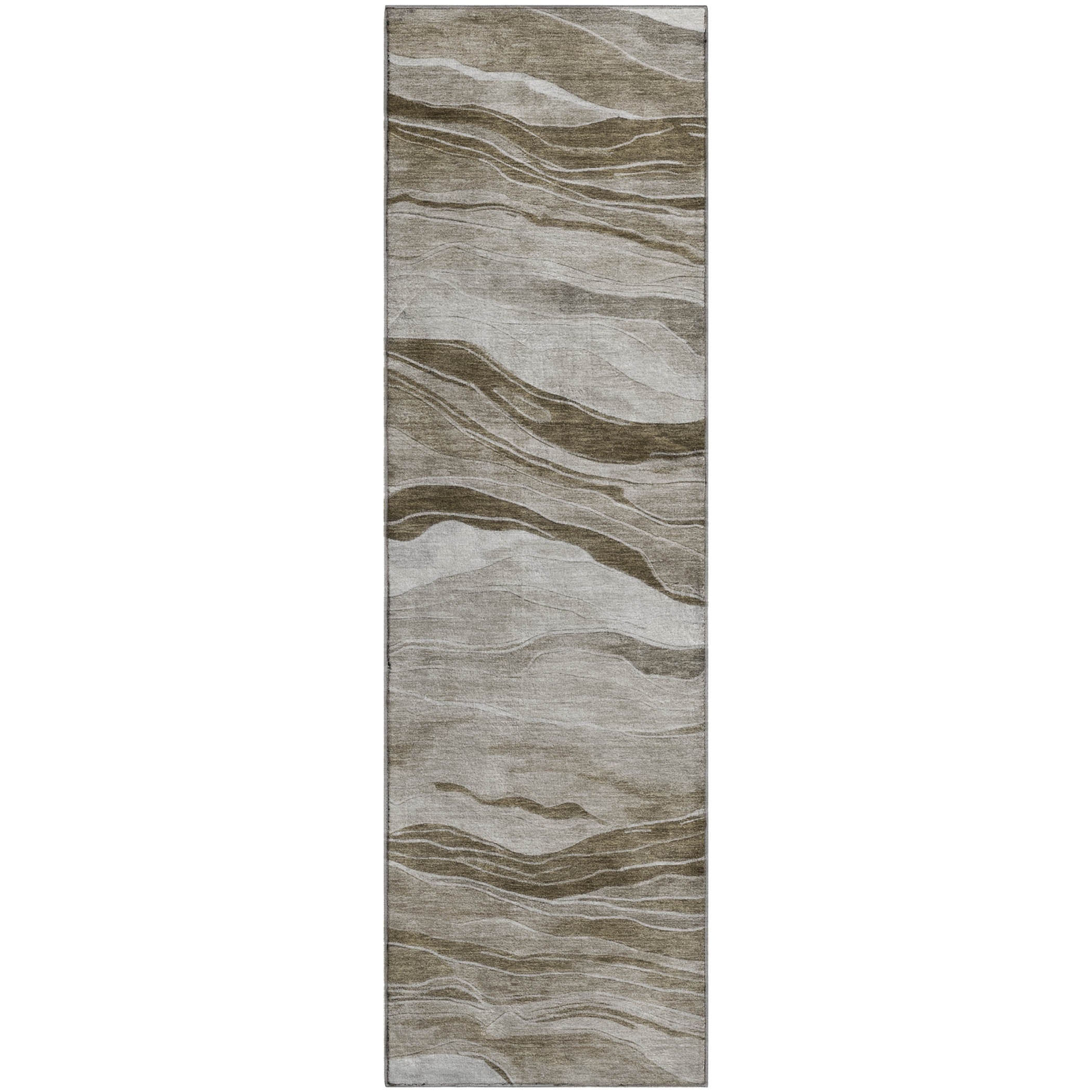 Luxury Machine Washable Indoor/Outdoor Transitional PA6 Brown Rug 2'3" x 7'6" #shape_Runner