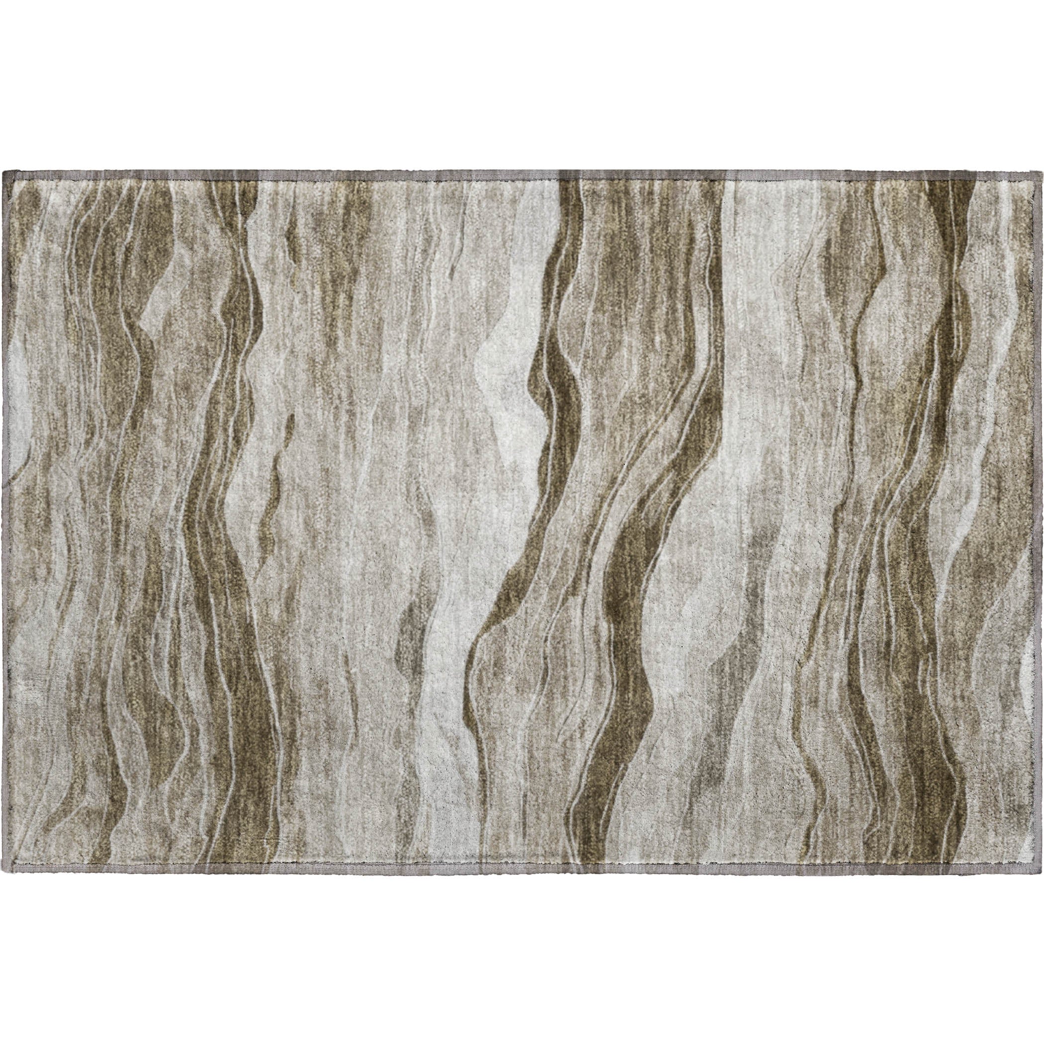 Luxury Machine Washable Indoor/Outdoor Transitional PA6 Brown Rug 1'8" x 2'6" #shape_Rectangle