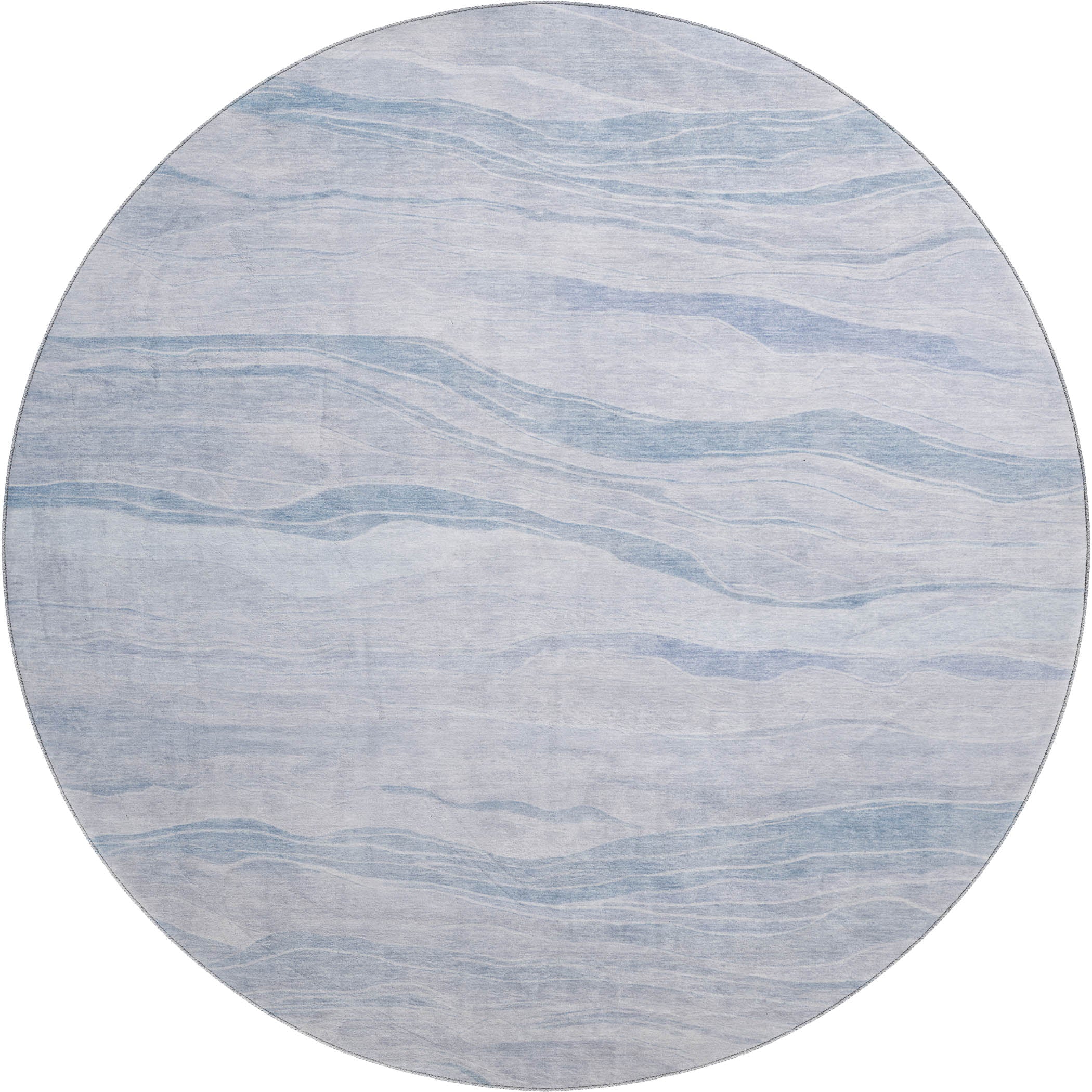 Luxury Machine Washable Indoor/Outdoor Transitional PA6 Sky Blue Rug 8' x 8' #shape_Round