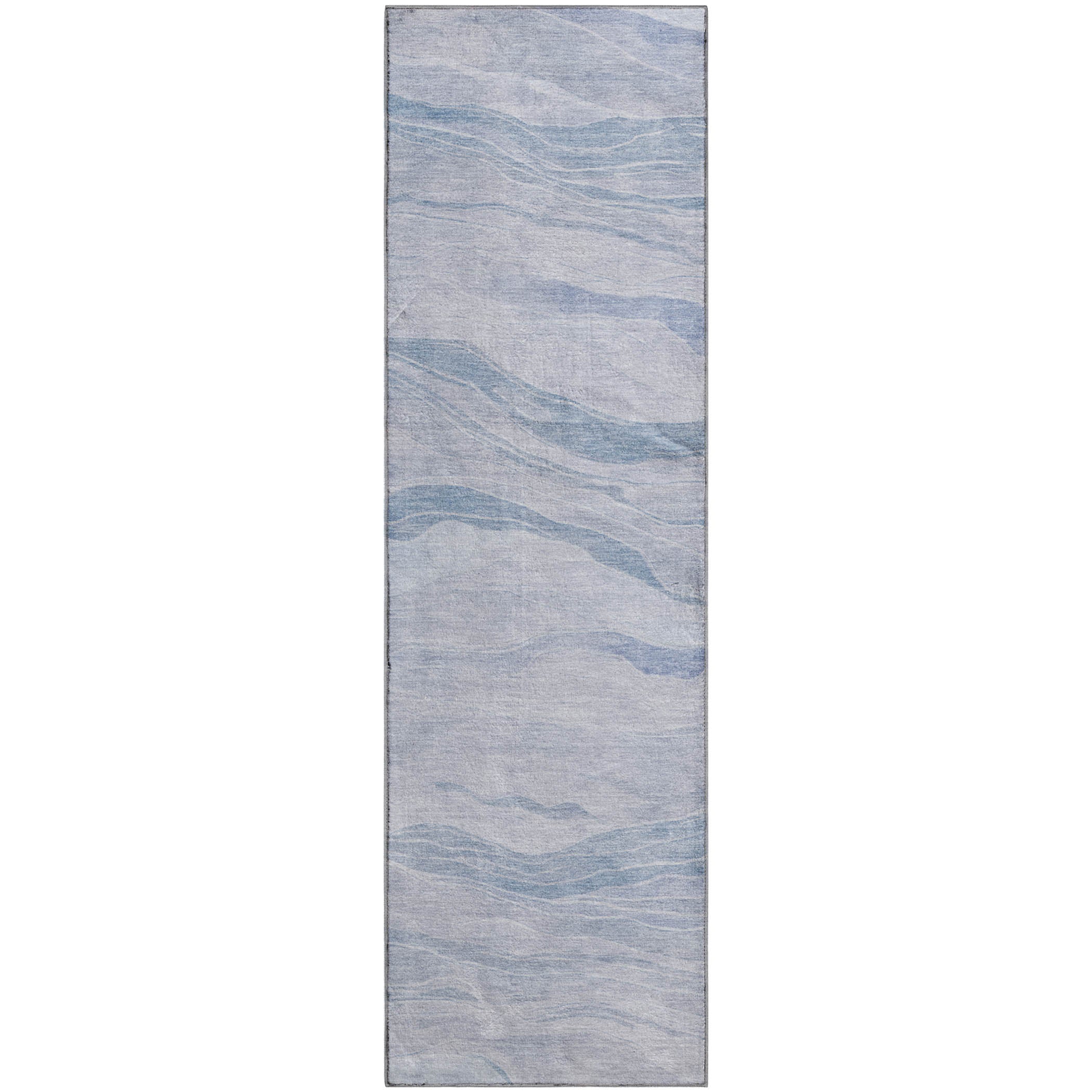 Luxury Machine Washable Indoor/Outdoor Transitional PA6 Sky Blue Rug 2'3" x 7'6" #shape_Runner