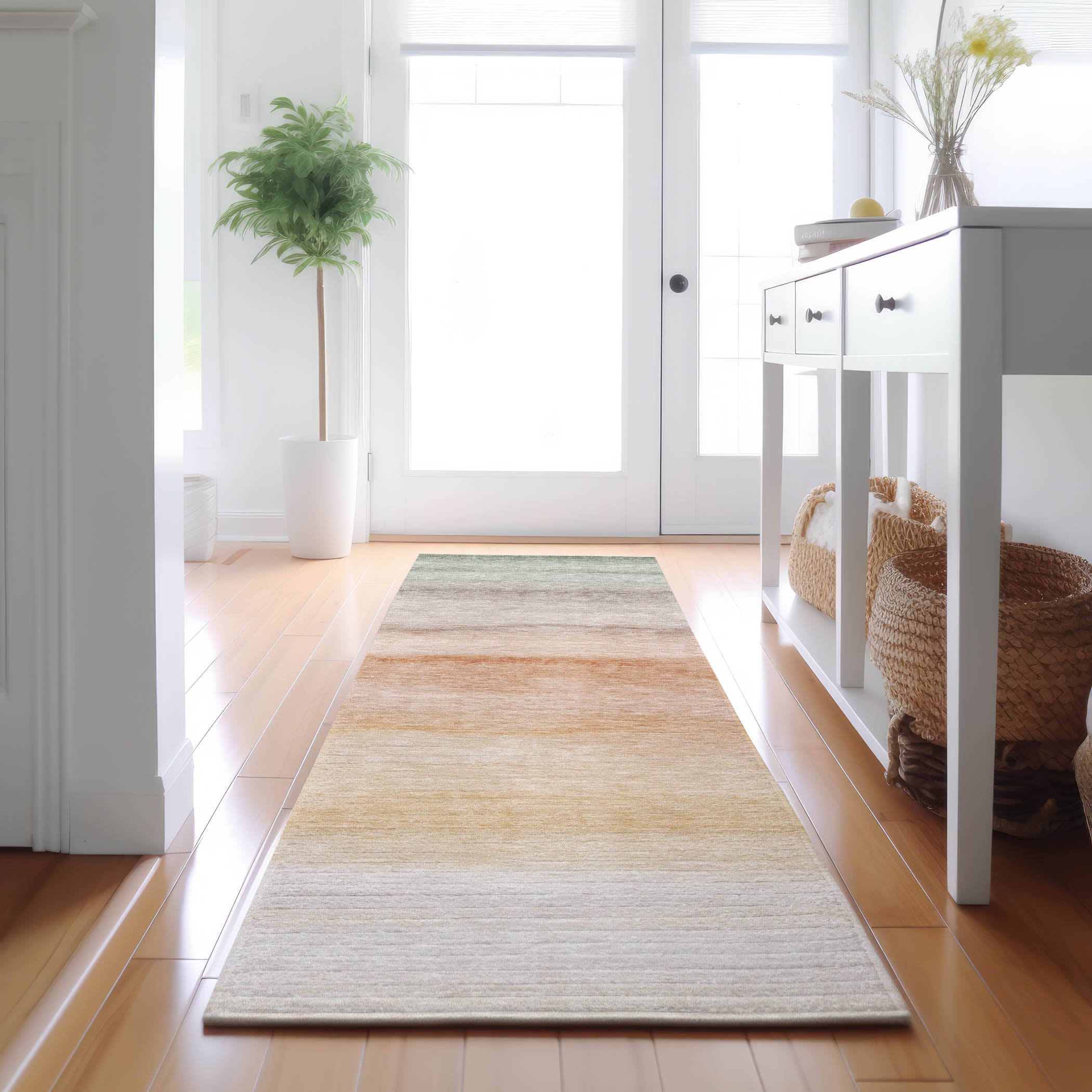 Luxury Machine Washable Indoor/Outdoor Transitional PA8 Coral Orange Rug 2'3" x 7'6" #shape_Runner