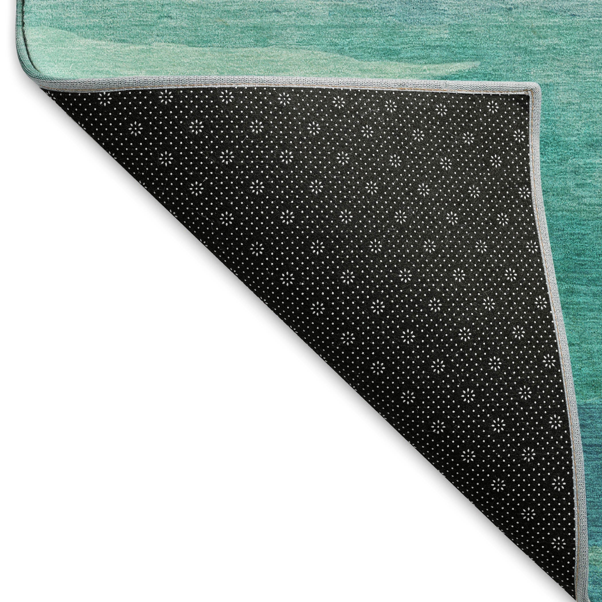 Luxury Machine Washable Indoor/Outdoor Transitional PA9 Turquoise Teal Rug 1'8" x 2'6" #shape_Rectangle