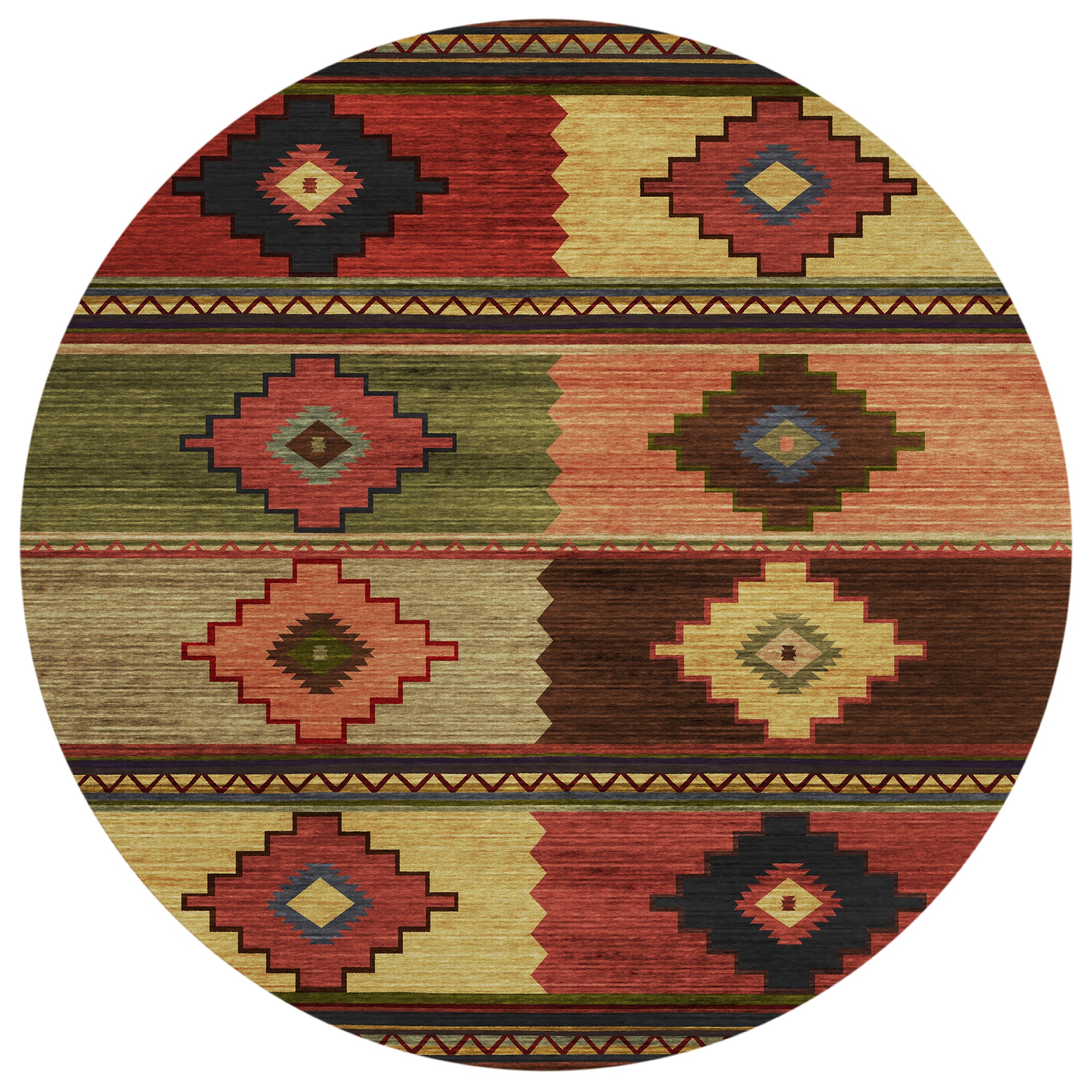 Luxury Machine Washable Indoor/Outdoor Southwestern PH1 Canyon Brown Rug 8' x 8' #shape_Round