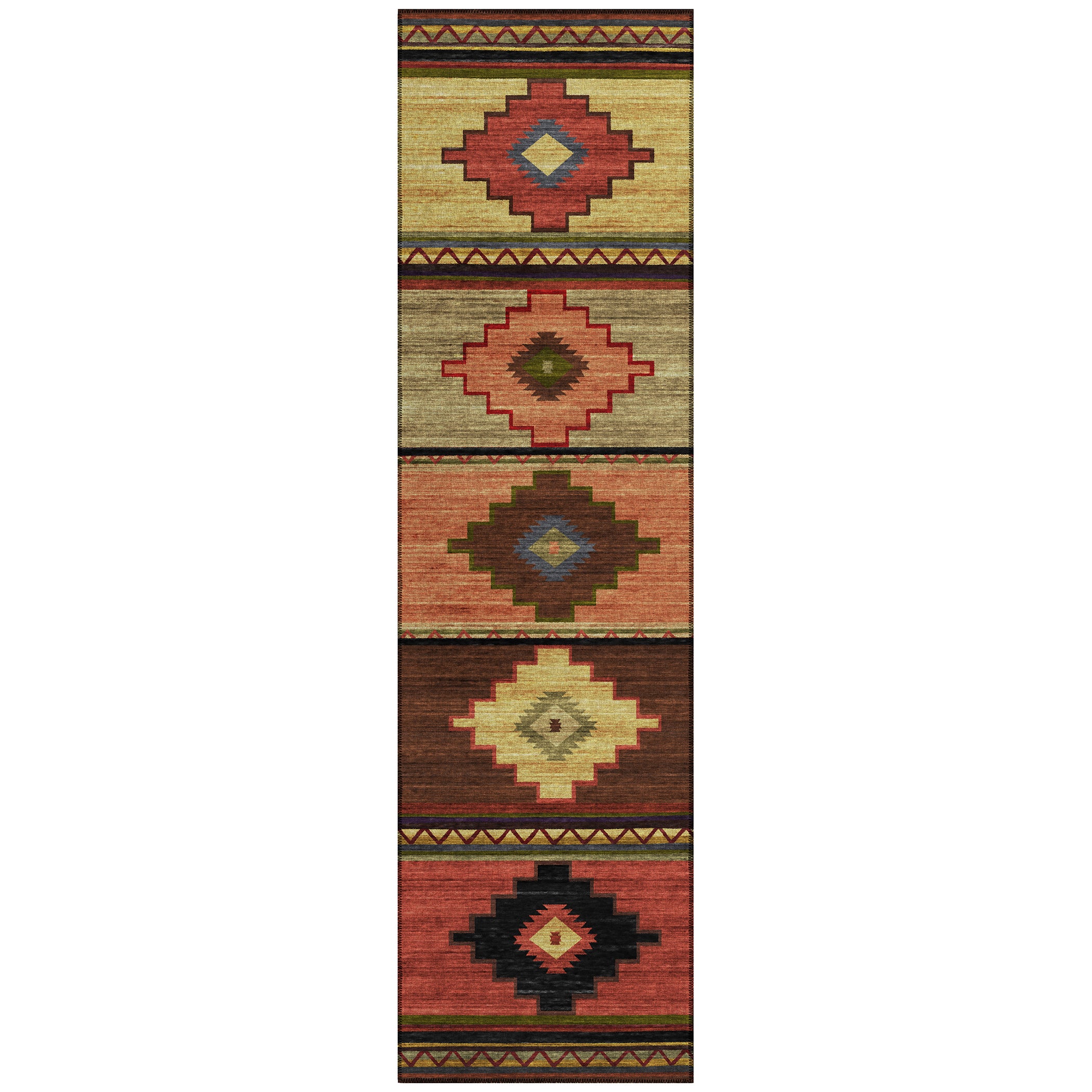 Luxury Machine Washable Indoor/Outdoor Southwestern PH1 Canyon Brown Rug 2'3" x 7'6" #shape_Runner