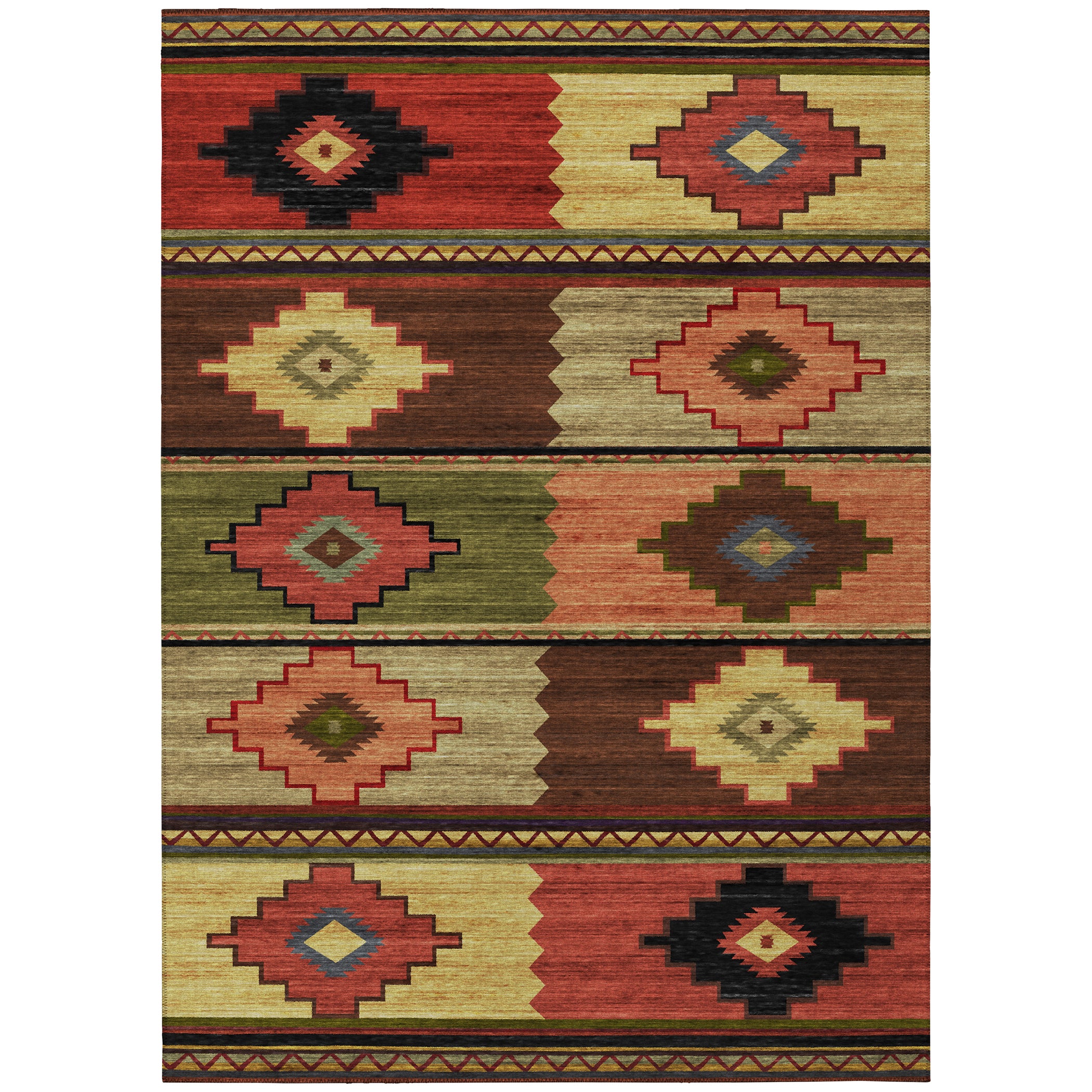 Luxury Machine Washable Indoor/Outdoor Southwestern PH1 Canyon Brown Rug 3' x 5' #shape_Rectangle
