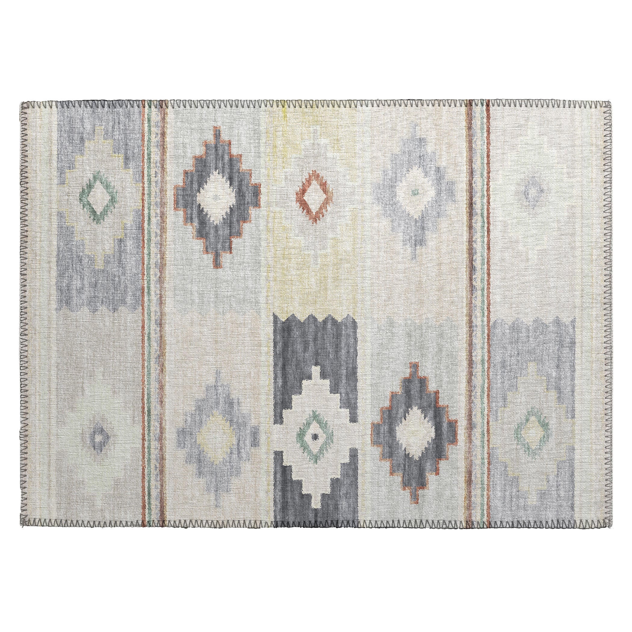 Luxury Machine Washable Indoor/Outdoor Southwestern PH1 Ivory Rug 1'8" x 2'6" #shape_Rectangle