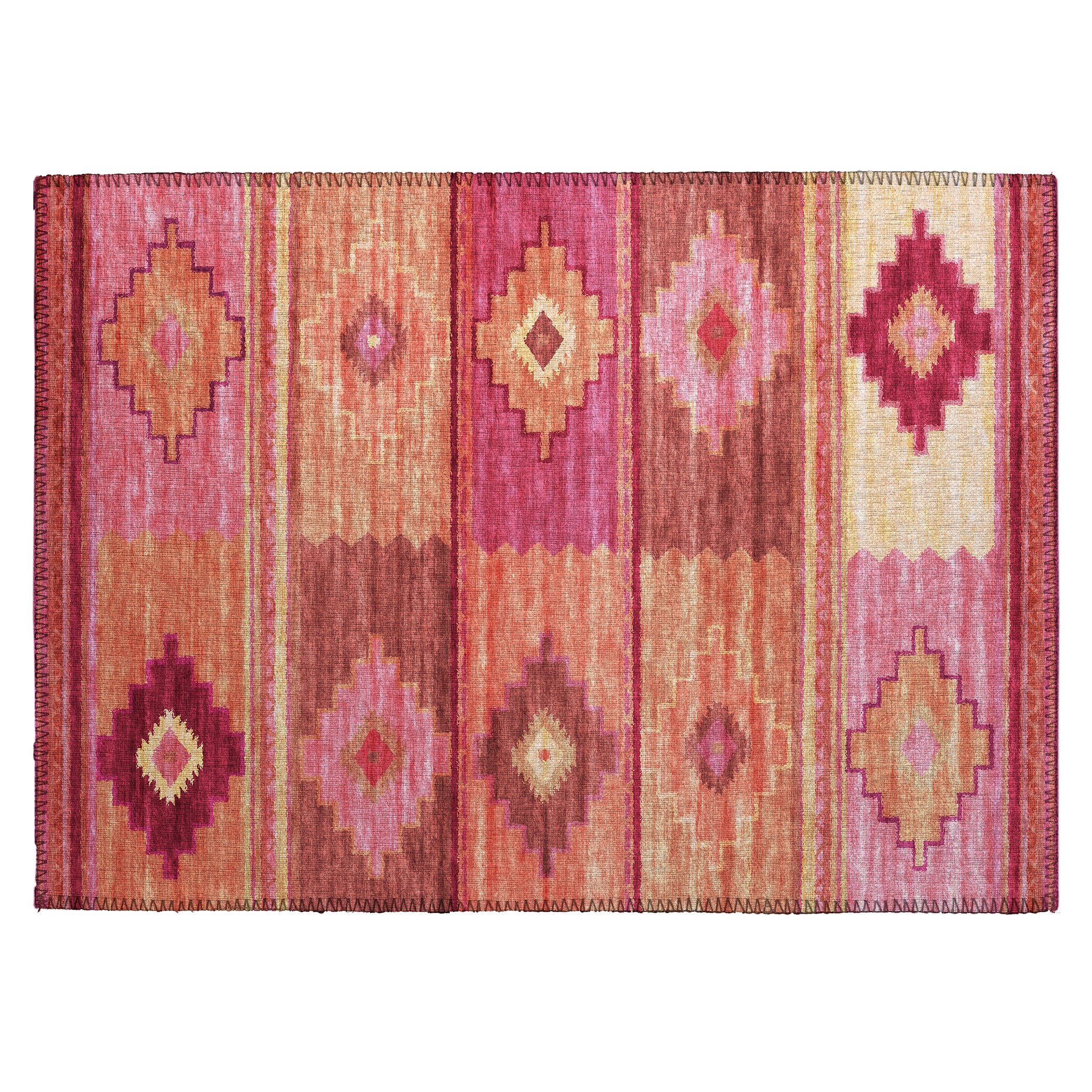 Luxury Machine Washable Indoor/Outdoor Southwestern PH1 Rose Pink Rug 1'8" x 2'6" #shape_Rectangle
