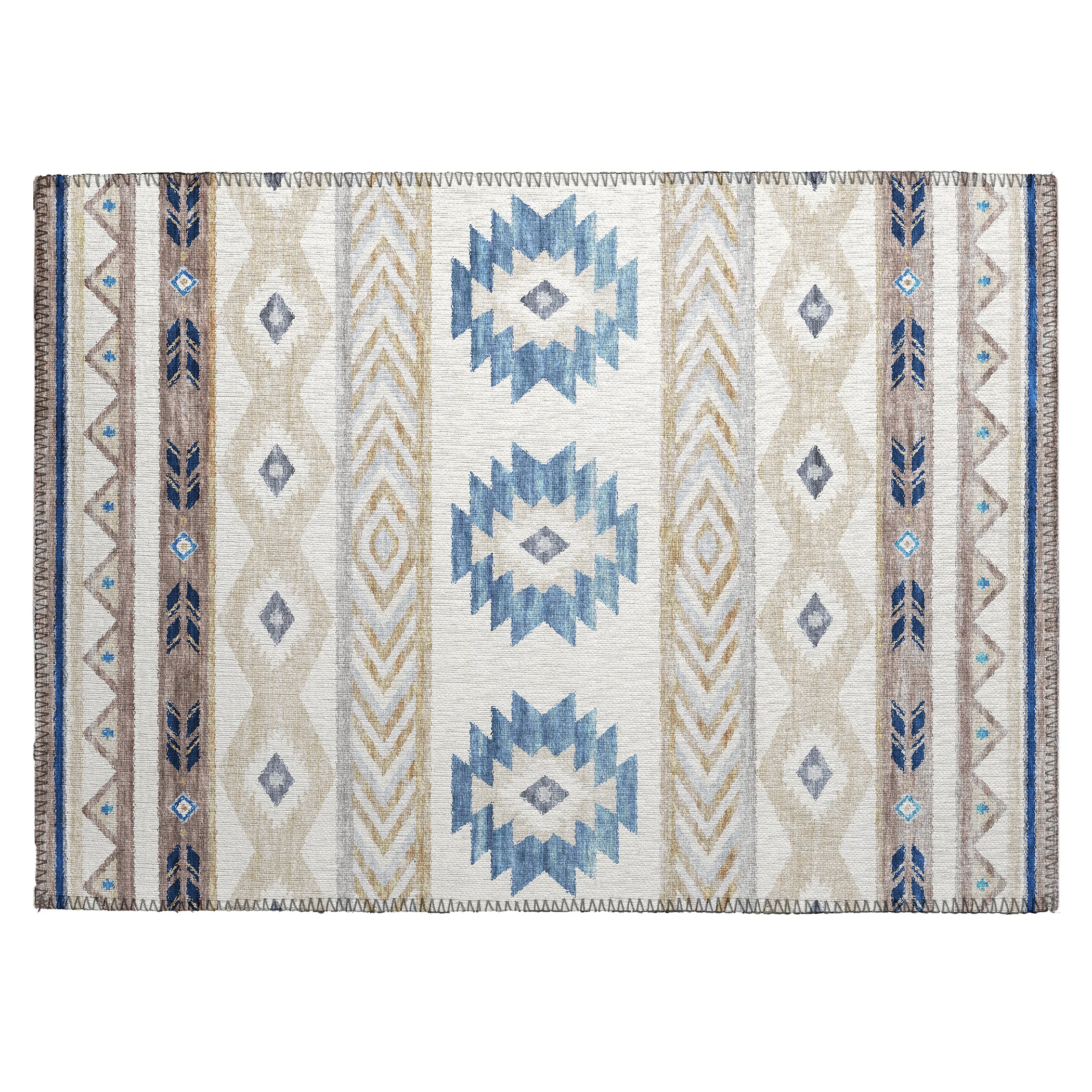 Luxury Machine Washable Indoor/Outdoor Southwestern PH3 Ivory Rug 1'8" x 2'6" #shape_Rectangle