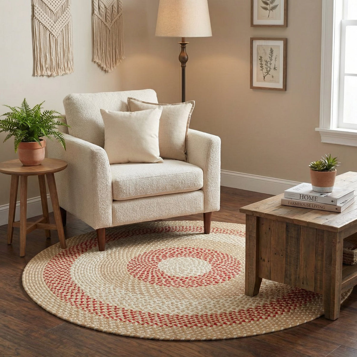 Beige Plymouth Collection braided rug 4' Round #size_4' Round