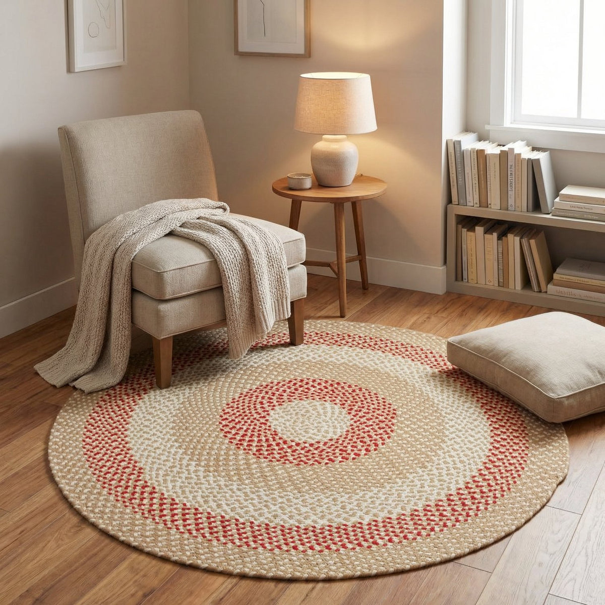 Beige Plymouth Collection braided rug 4' Round #size_4' Round