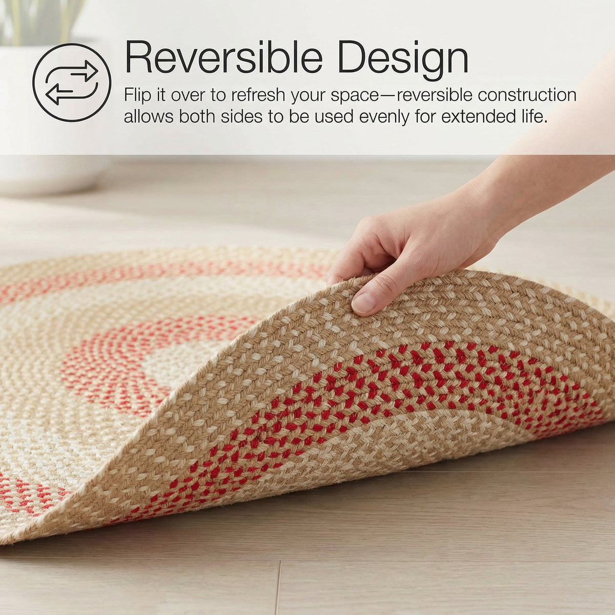 Beige Plymouth Collection braided rug