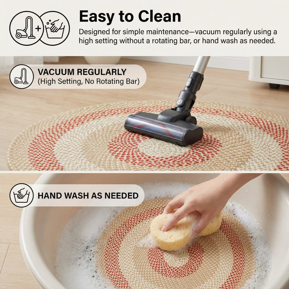 Beige Plymouth Collection braided rug