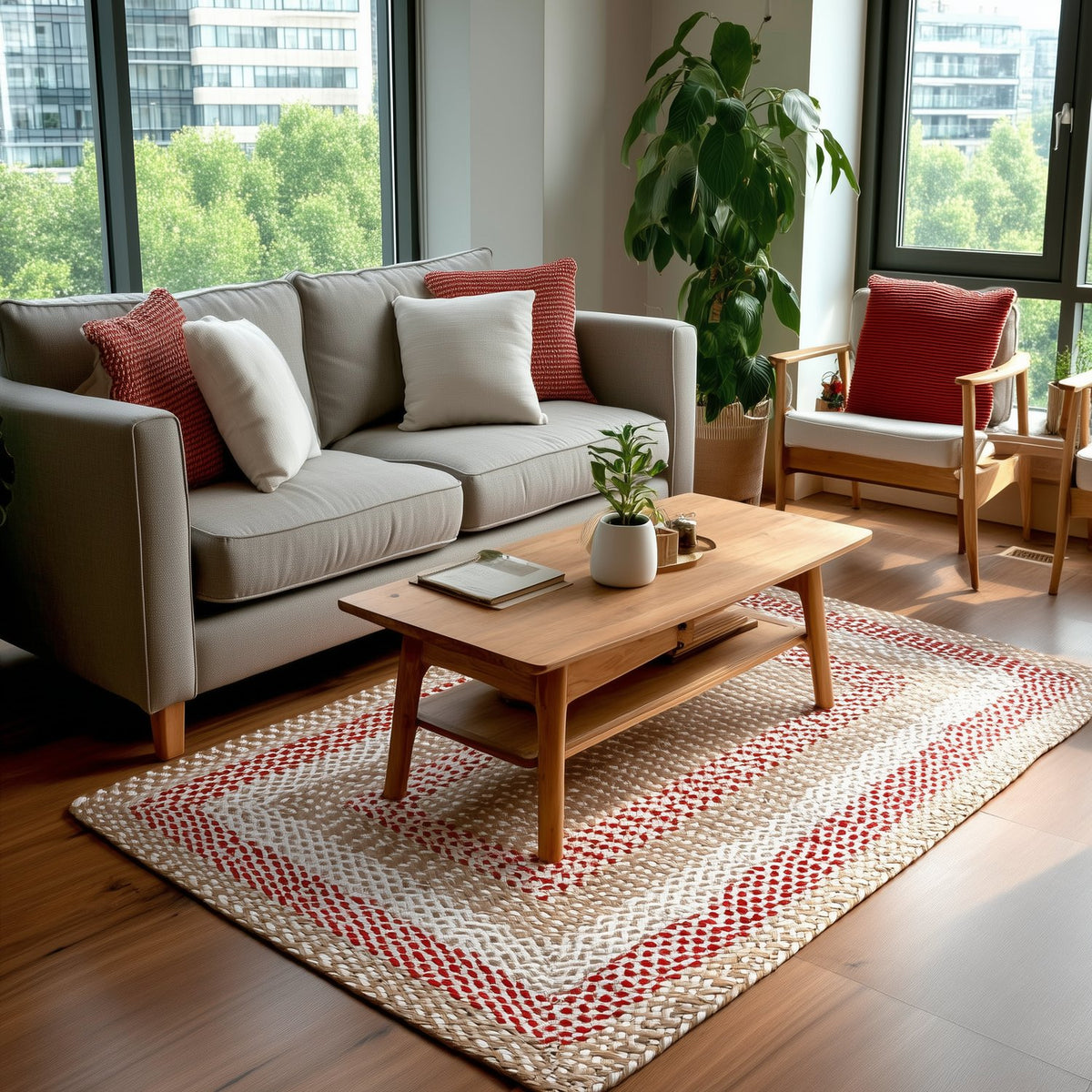 Beige Plymouth Collection braided rug 4' x 6' Rectangle #size_4' x 6' Rectangle