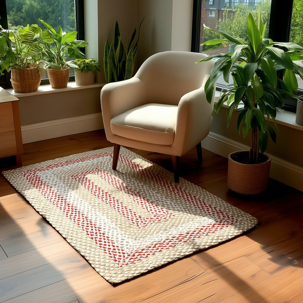 Beige Plymouth Collection braided rug 4' x 6' Rectangle #size_4' x 6' Rectangle