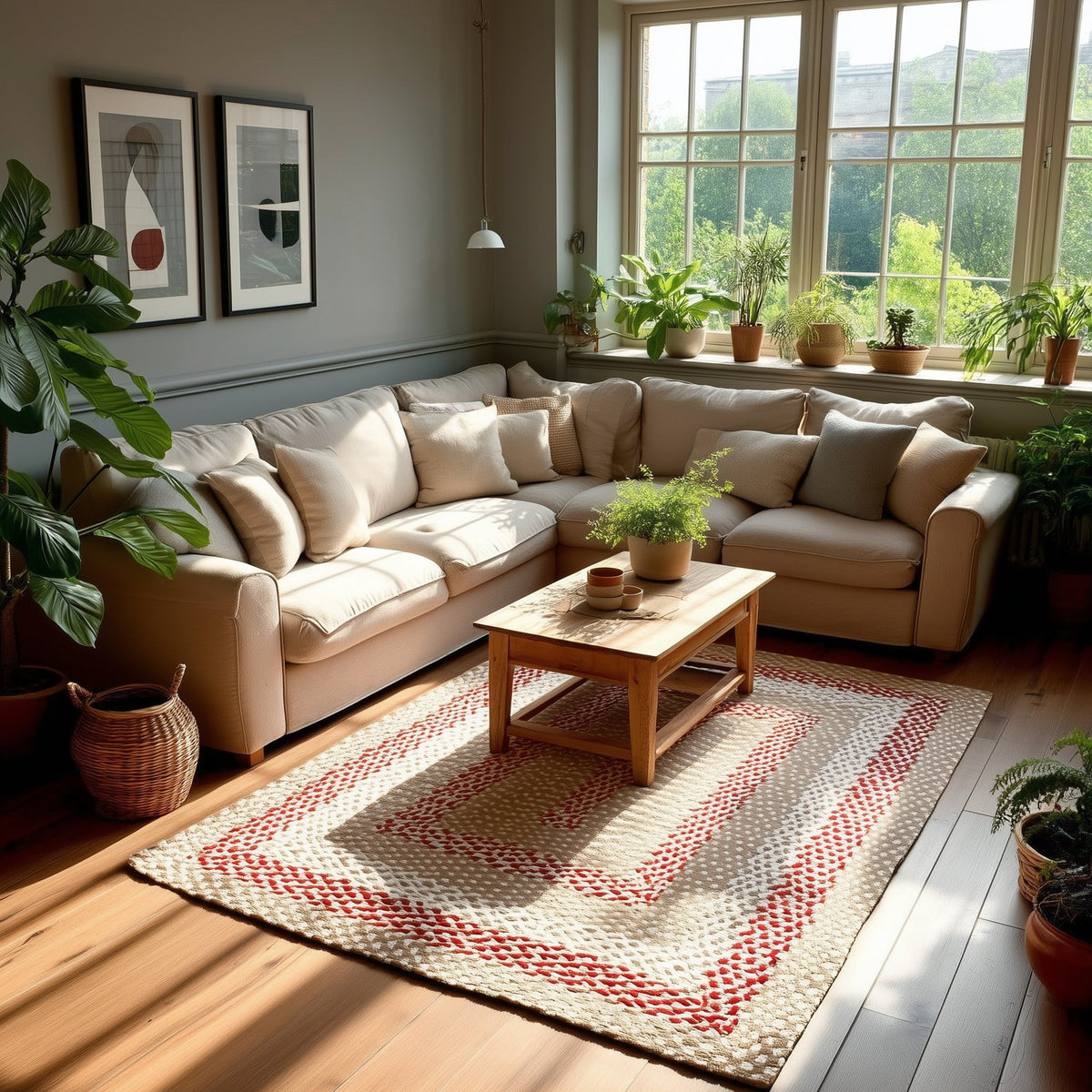 Beige Plymouth Collection braided rug 7' x 9' Rectangle #size_7' x 9' Rectangle