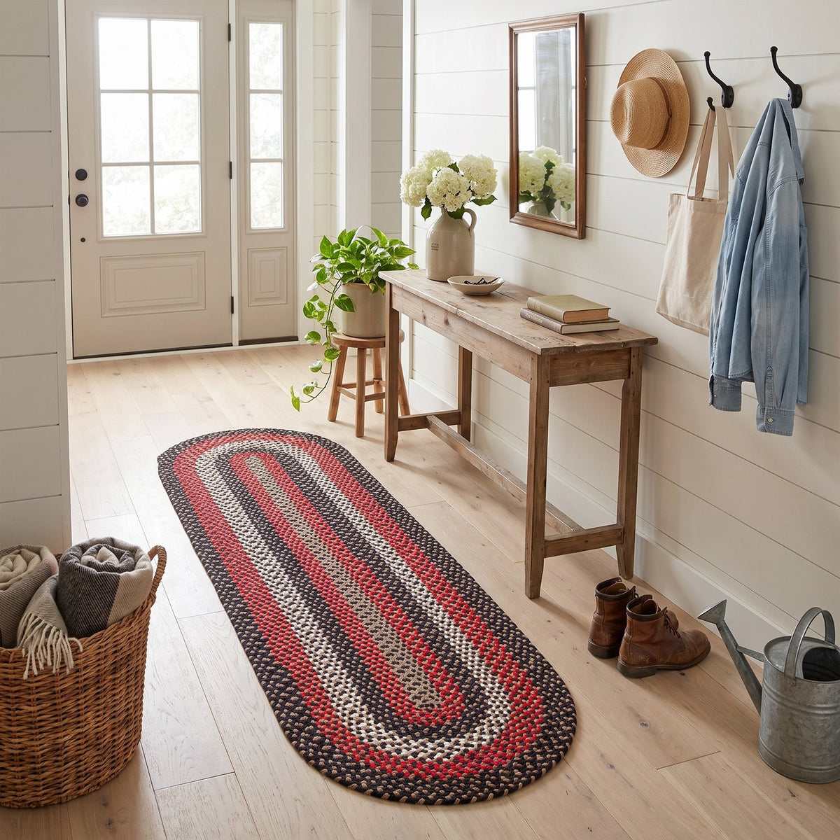 Black Plymouth Collection braided rug 2' x 6' Oval Runner #size_2' x 6' Oval Runner