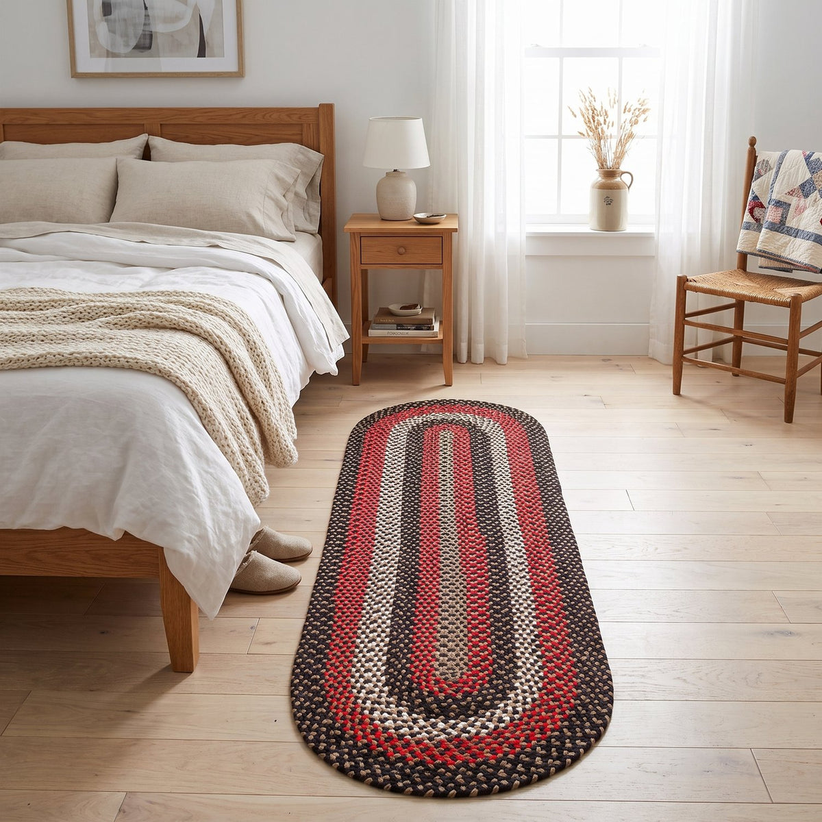 Black Plymouth Collection braided rug 2' x 6' Oval Runner #size_2' x 6' Oval Runner