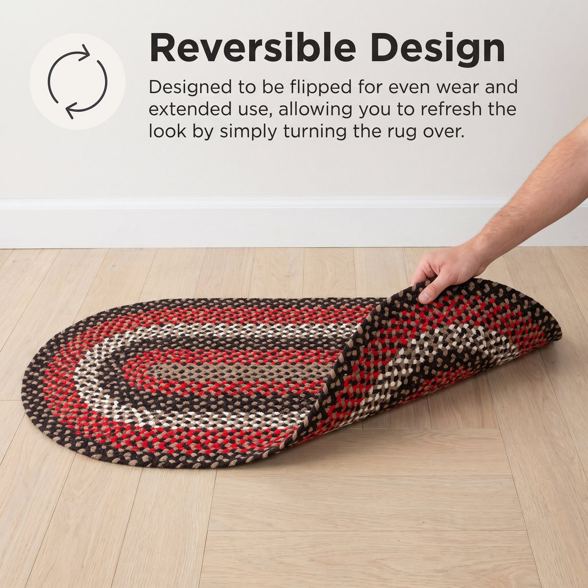 Black Plymouth Collection braided rug 2' x 6' Oval Runner #size_2' x 6' Oval Runner