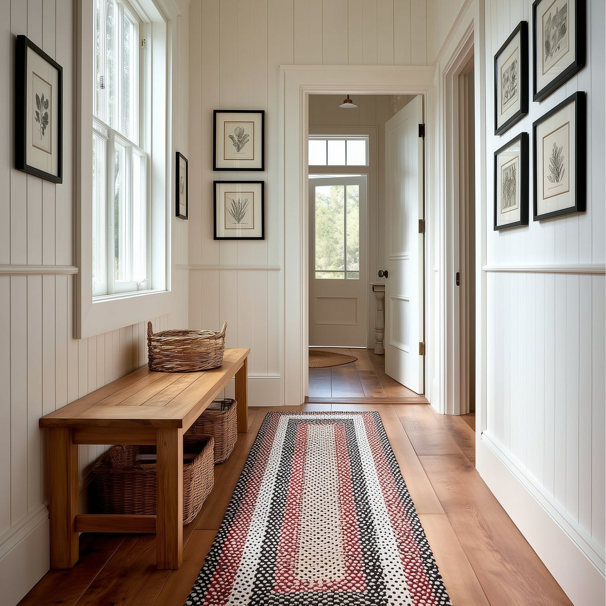 Black Plymouth Collection braided rug 2' x 6' Rectangle Runner #size_2' x 6' Rectangle Runner