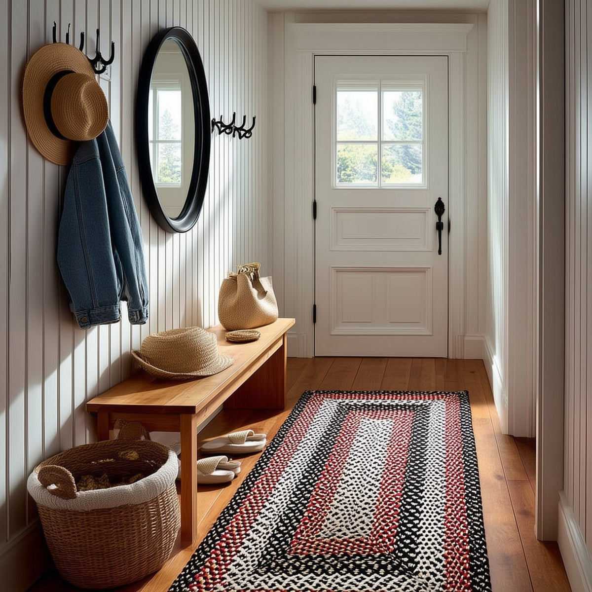 Black Plymouth Collection braided rug 2' x 6' Rectangle Runner #size_2' x 6' Rectangle Runner