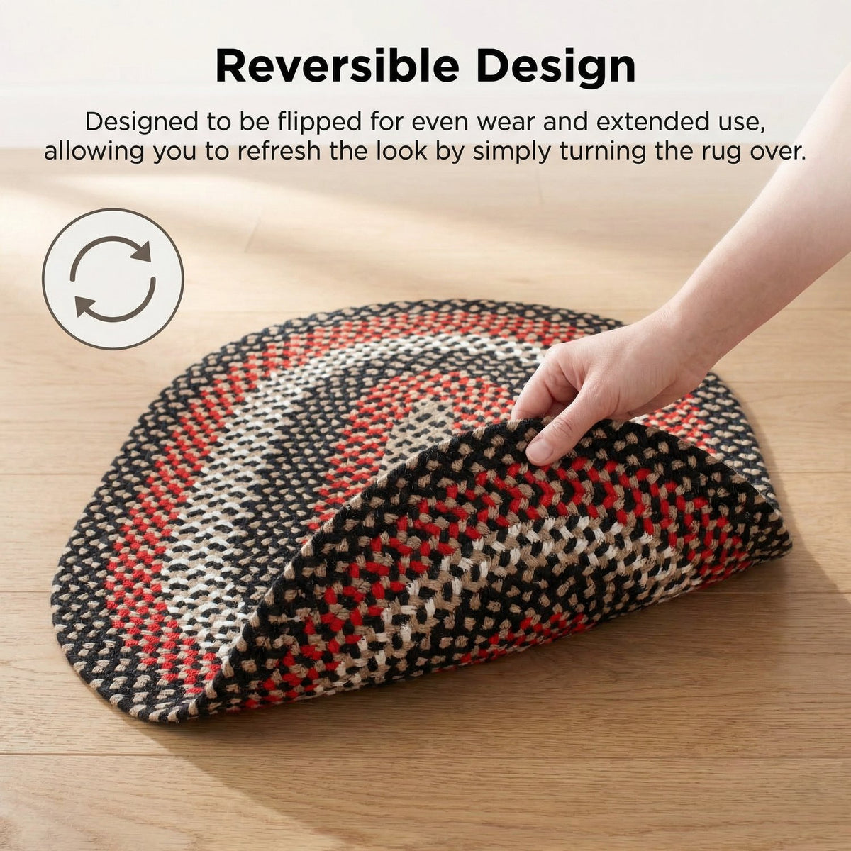 Black Plymouth Collection braided rug 3' x 5' Oval #size_3' x 5' Oval