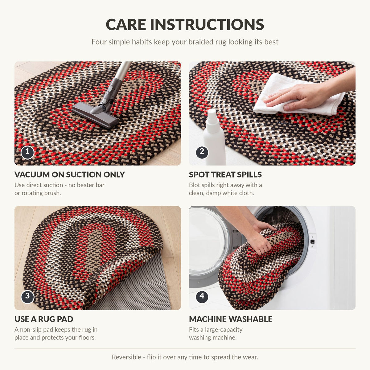 Black Plymouth Collection braided rug