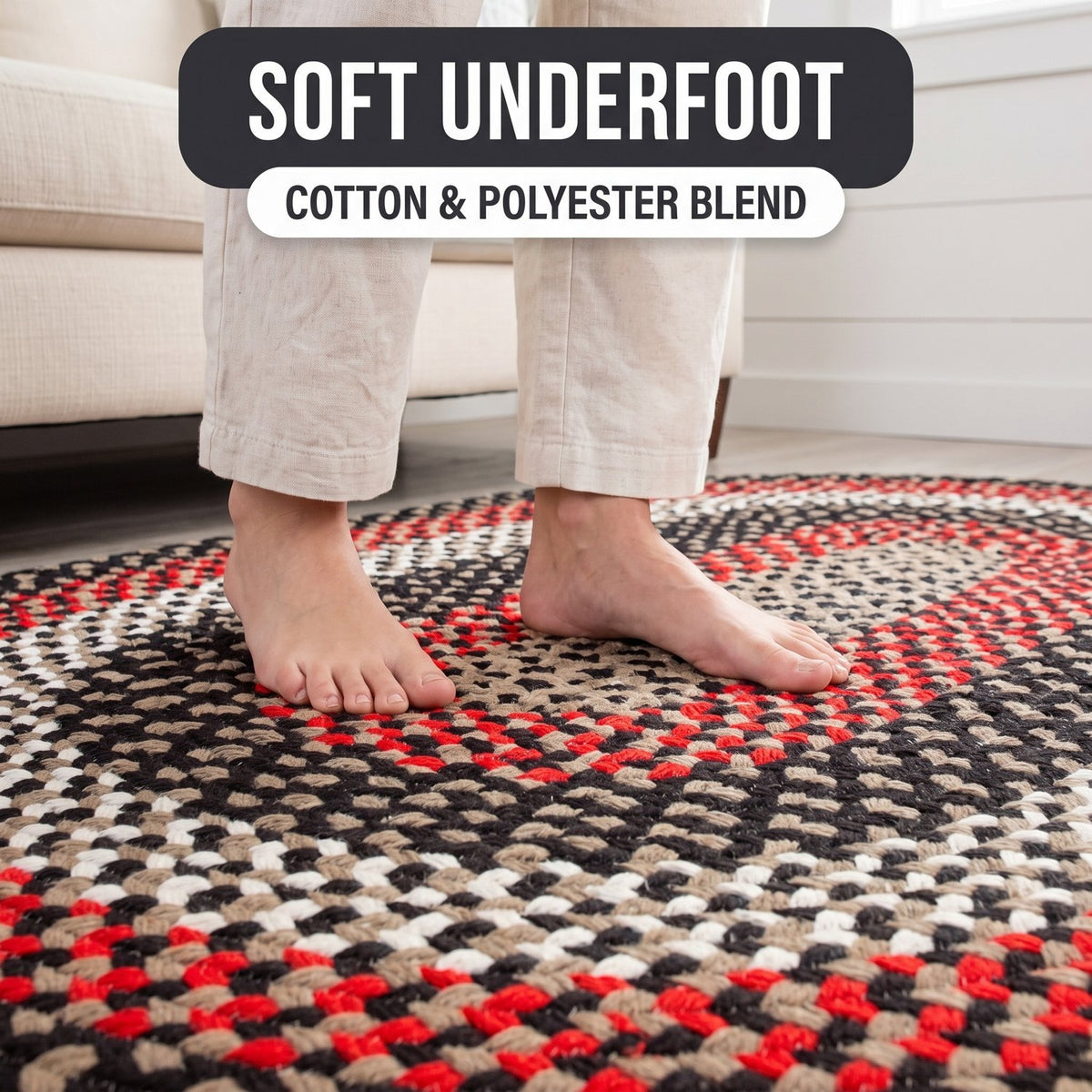 Black Plymouth Collection braided rug