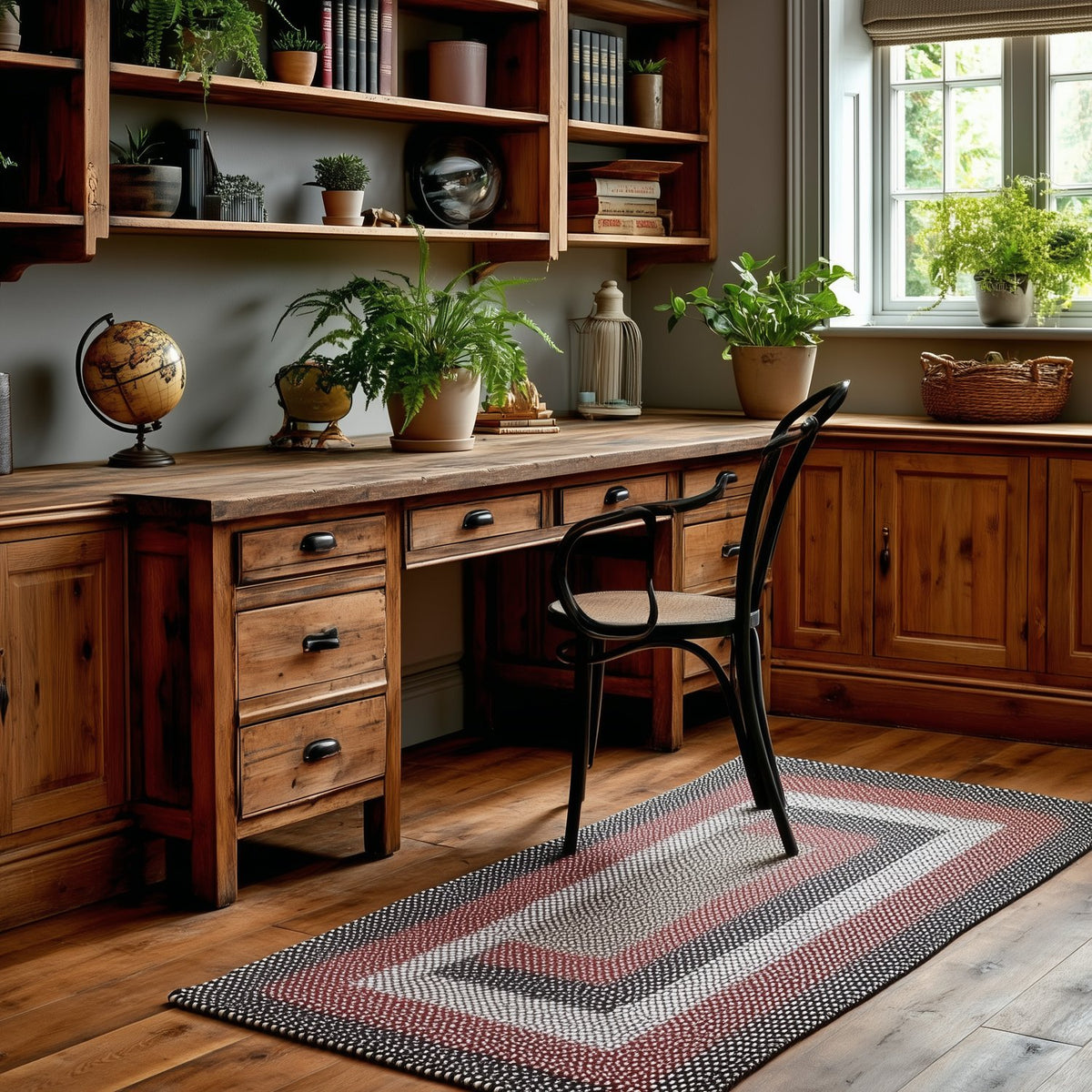 Black Plymouth Collection braided rug 4' x 6' Rectangle #size_4' x 6' Rectangle