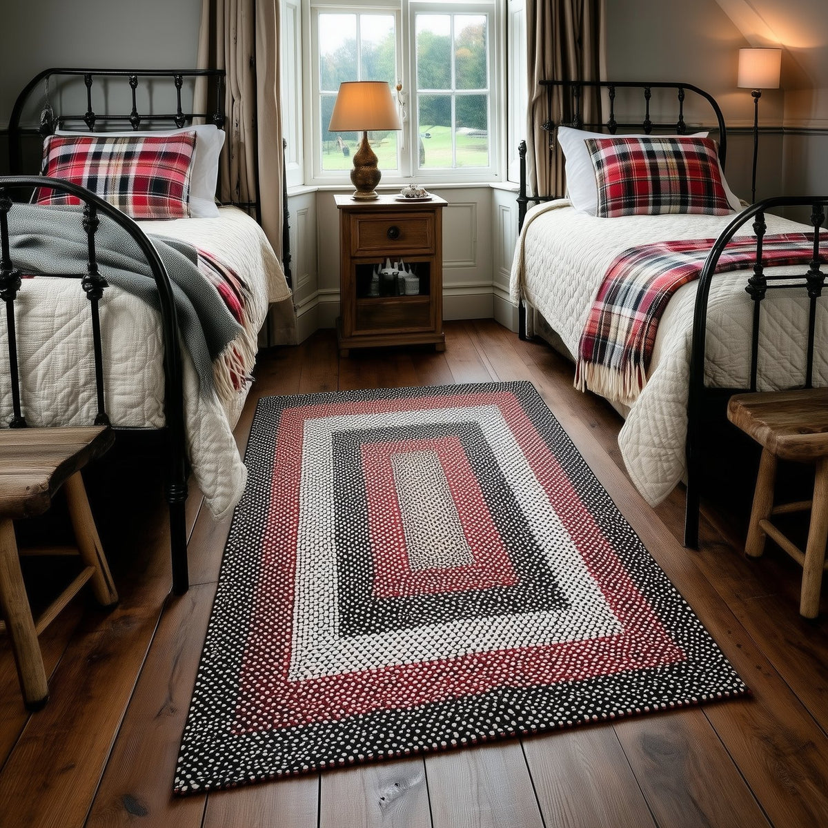 Black Plymouth Collection braided rug 4' x 6' Rectangle #size_4' x 6' Rectangle