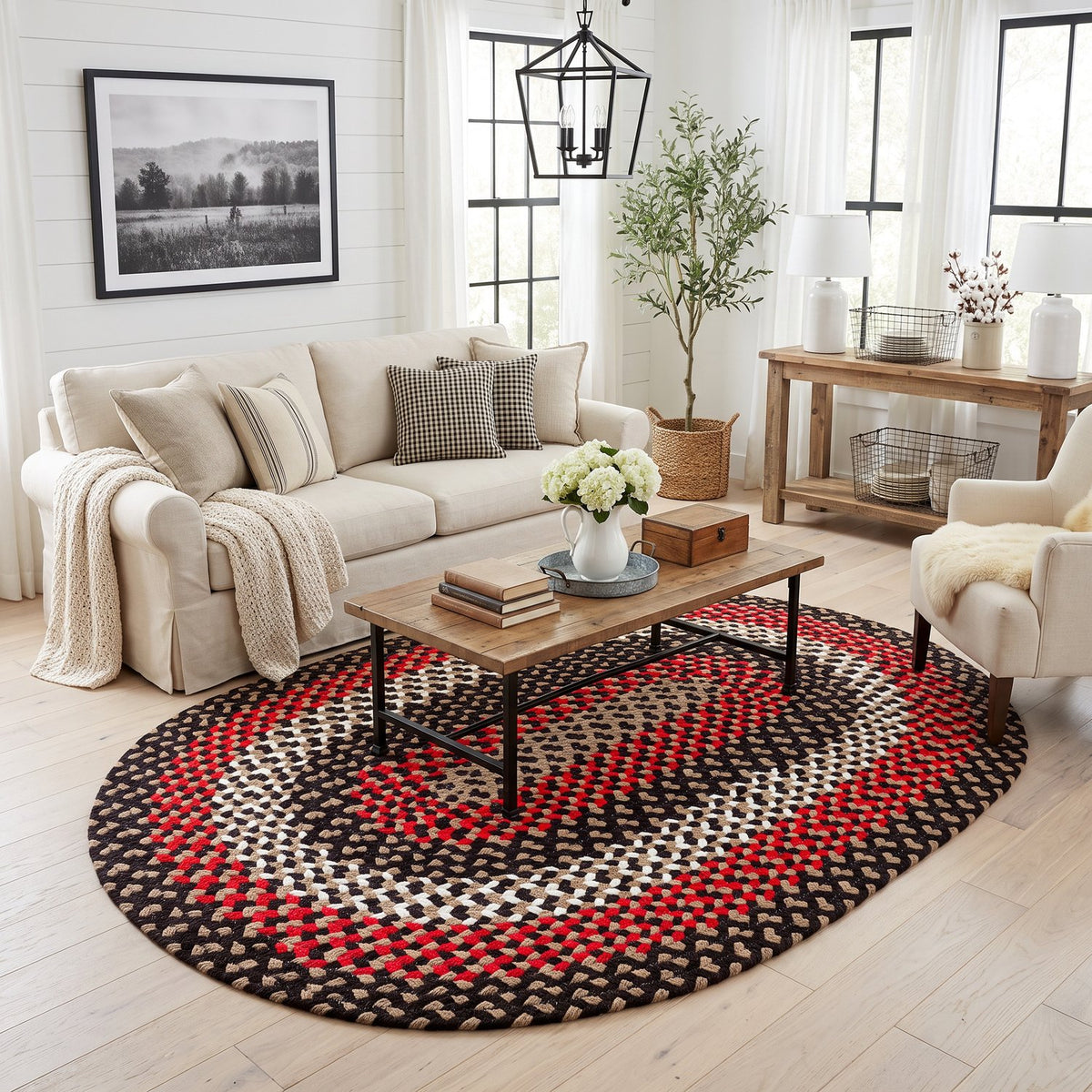 Black Plymouth Collection braided rug 5' x 7' Oval #size_5' x 7' Oval