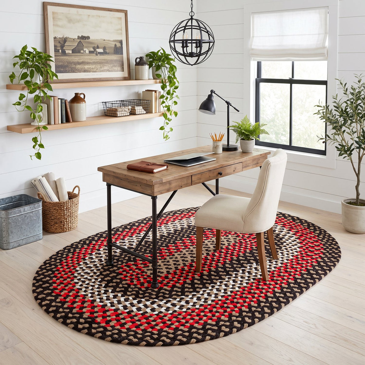 Black Plymouth Collection braided rug 5' x 7' Oval #size_5' x 7' Oval