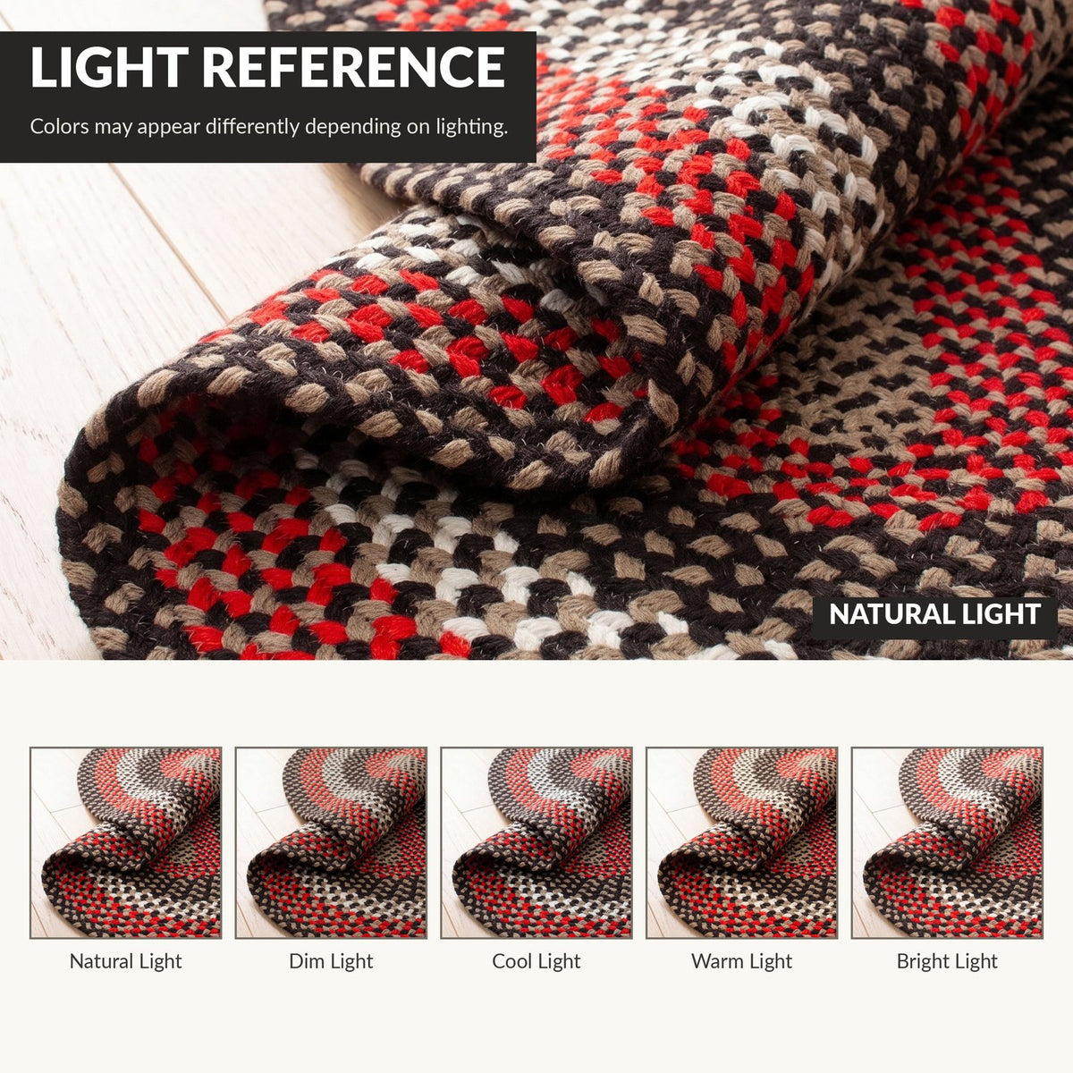 Black Plymouth Collection braided rug 5' x 7' Oval #size_5' x 7' Oval