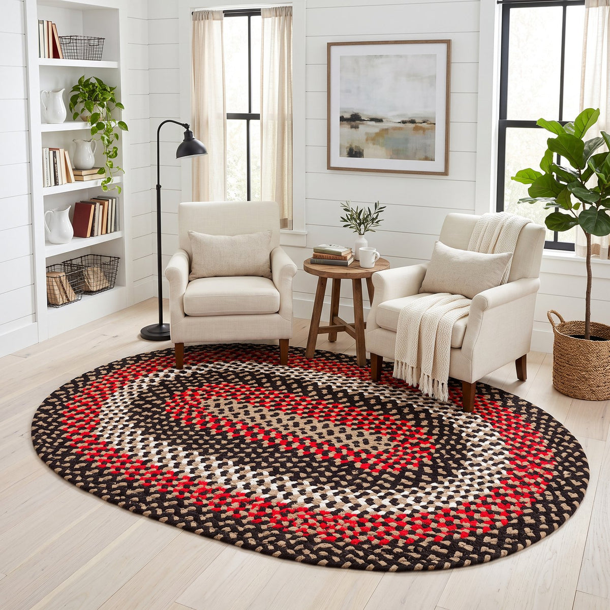 Black Plymouth Collection braided rug 5' x 7' Oval #size_5' x 7' Oval