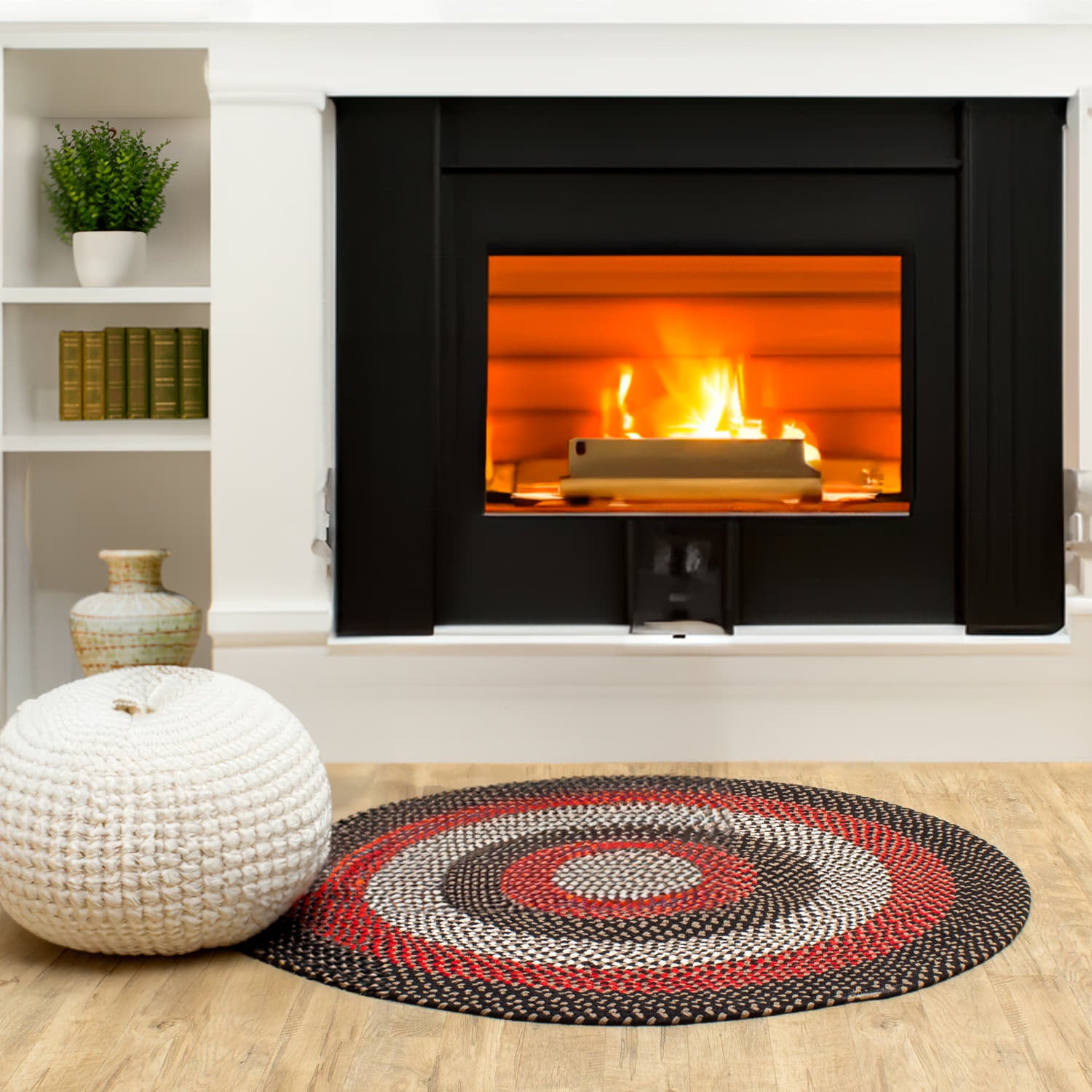 Plymouth PLY01 Black Braided Rug #color_black