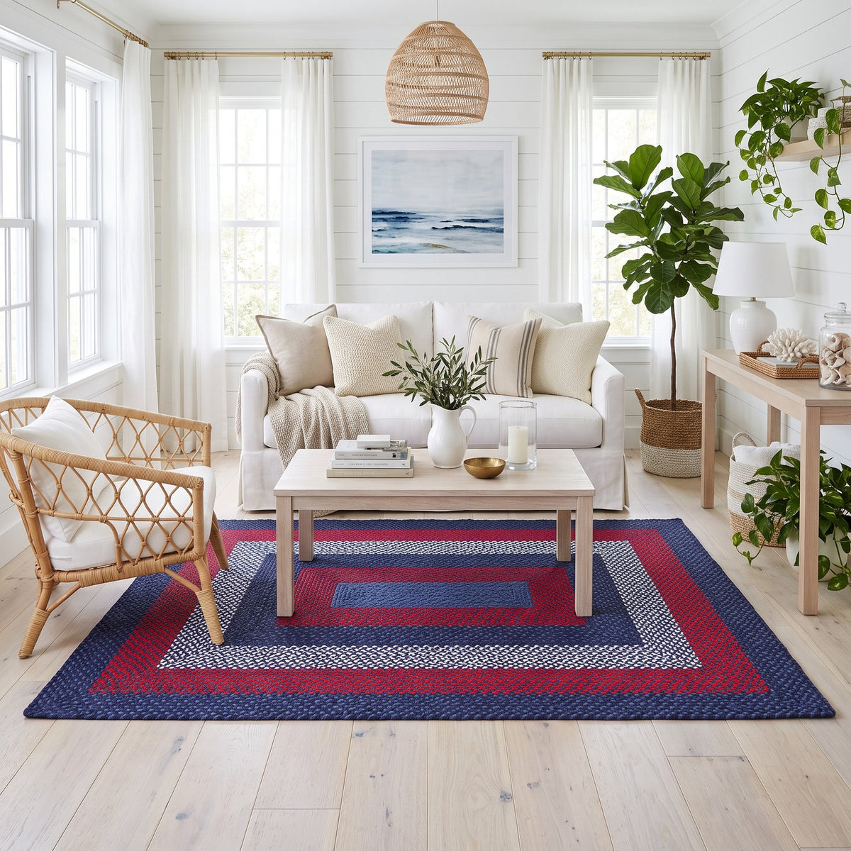 Blue Plymouth Collection braided rug 4' x 6' Rectangle #size_4' x 6' Rectangle