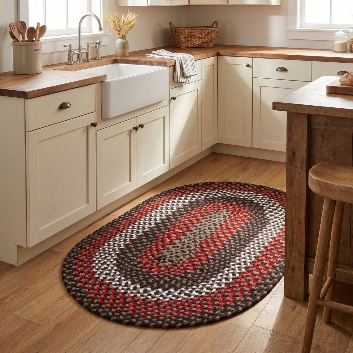 Brown Plymouth Collection braided rug 3' x 5' Oval #size_3' x 5' Oval