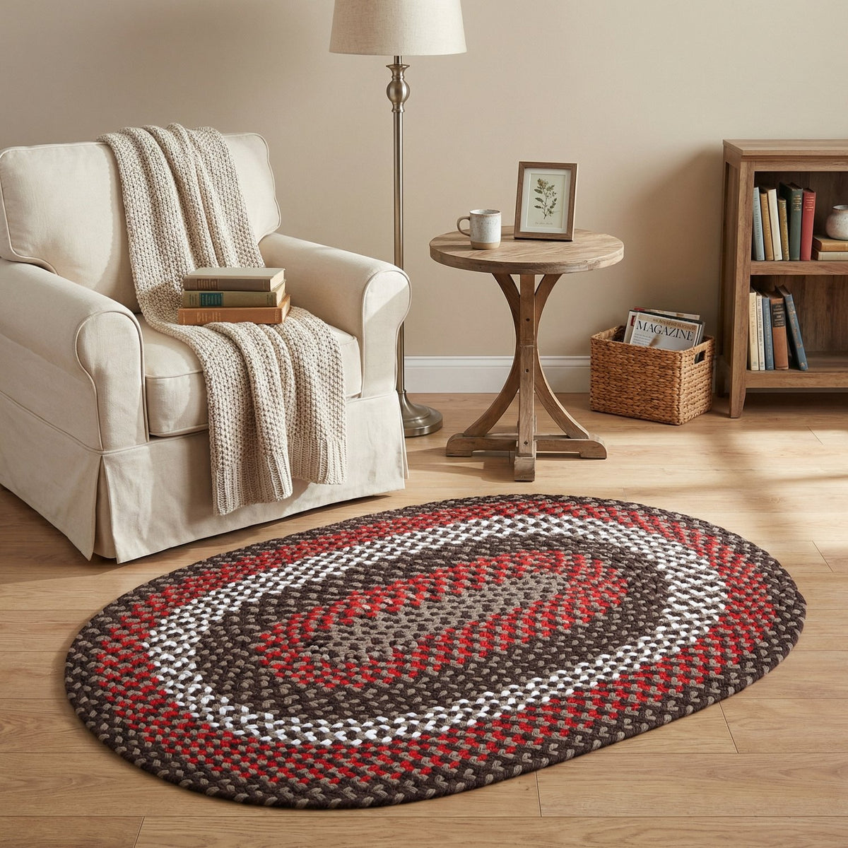 Brown Plymouth Collection braided rug 3' x 5' Oval #size_3' x 5' Oval