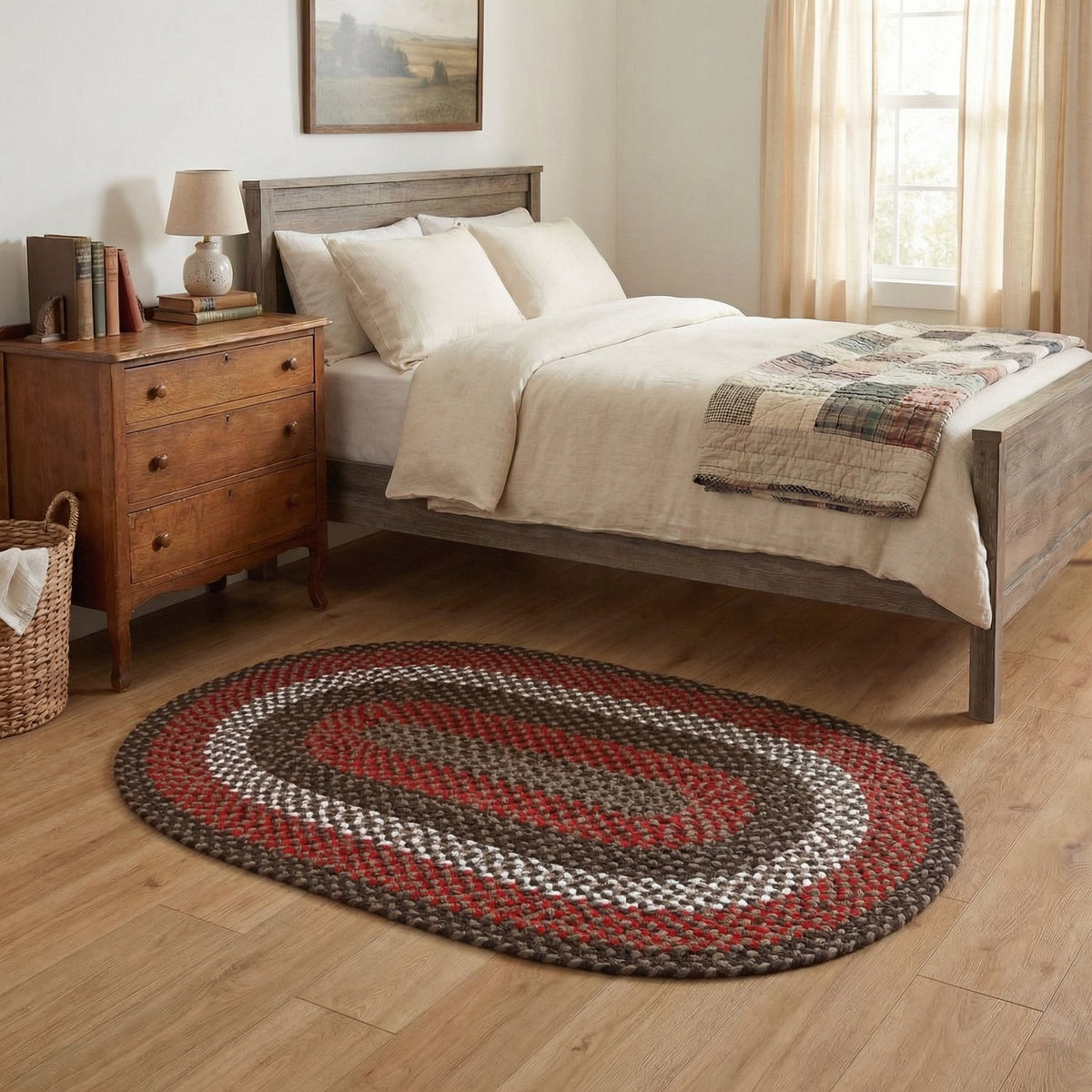 Brown Plymouth Collection braided rug 3' x 5' Oval #size_3' x 5' Oval