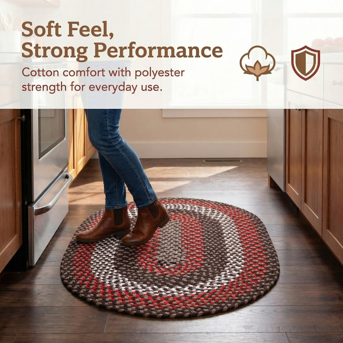Brown Plymouth Collection braided rug