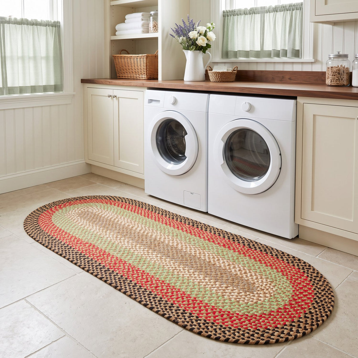 Earthtone Plymouth Collection braided rug 2' x 6' Oval Runner #size_2' x 6' Oval Runner