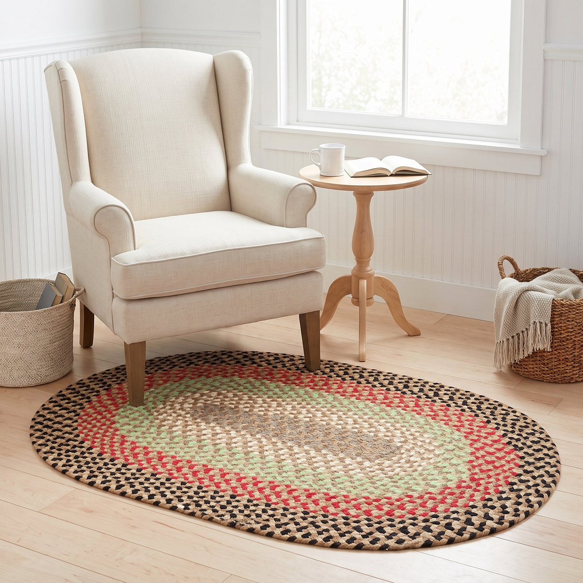 Earthtone Plymouth Collection braided rug 3' x 5' Oval #size_3' x 5' Oval
