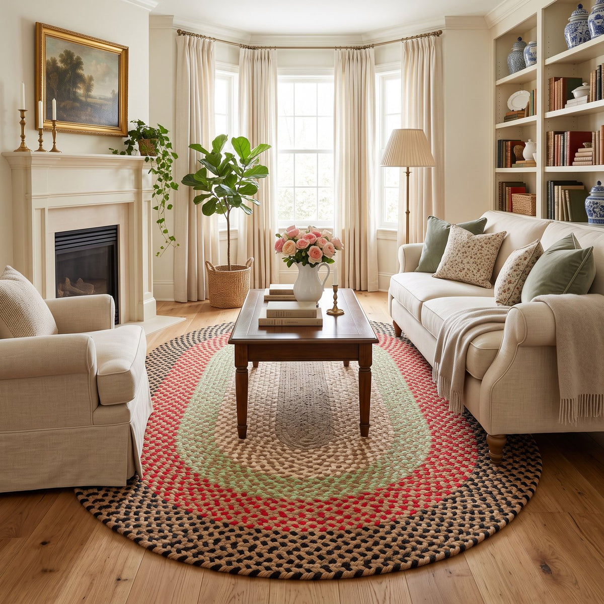 Earthtone Plymouth Collection braided rug 4' x 6' Oval #size_4' x 6' Oval