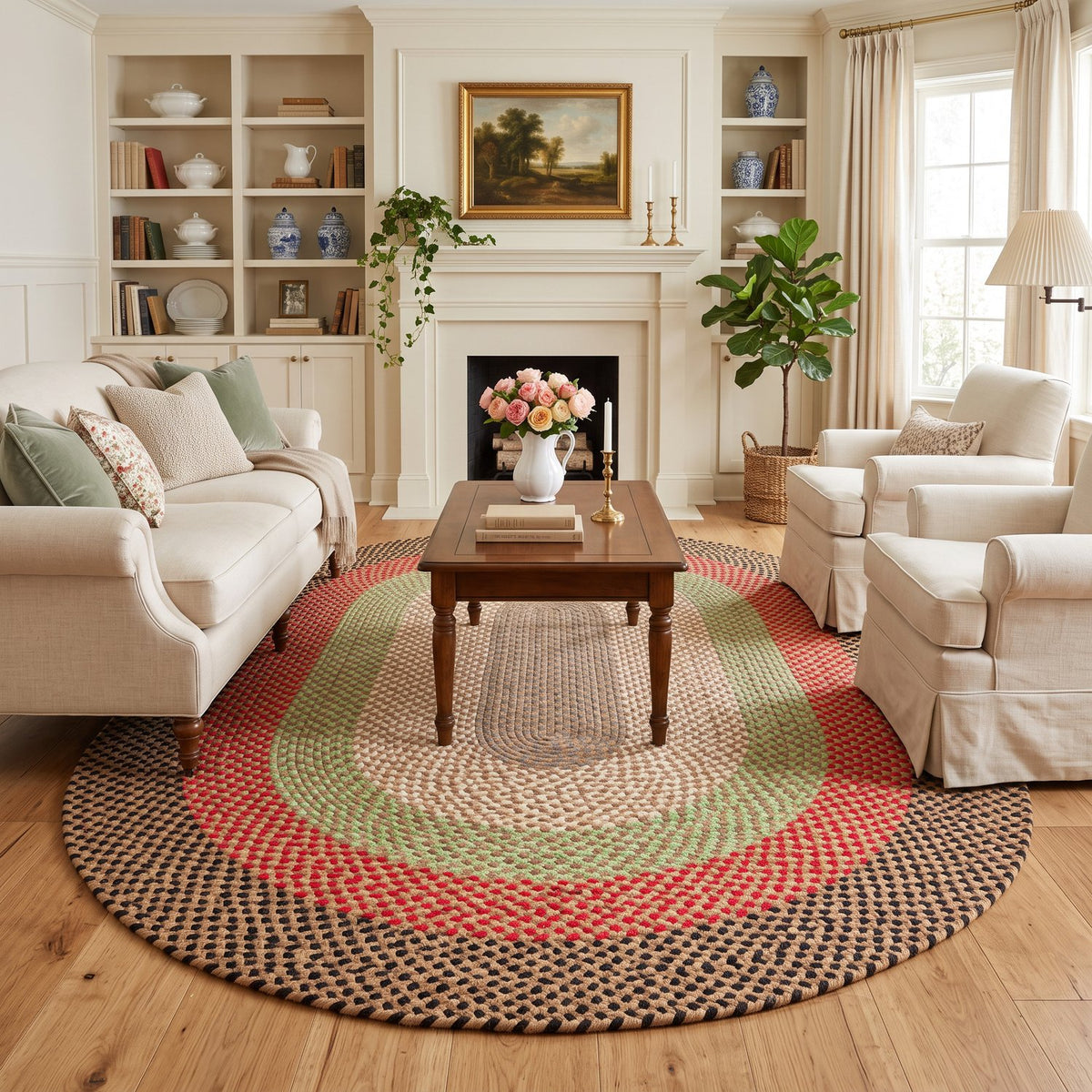 Earthtone Plymouth Collection braided rug 7' x 9' Oval #size_7' x 9' Oval