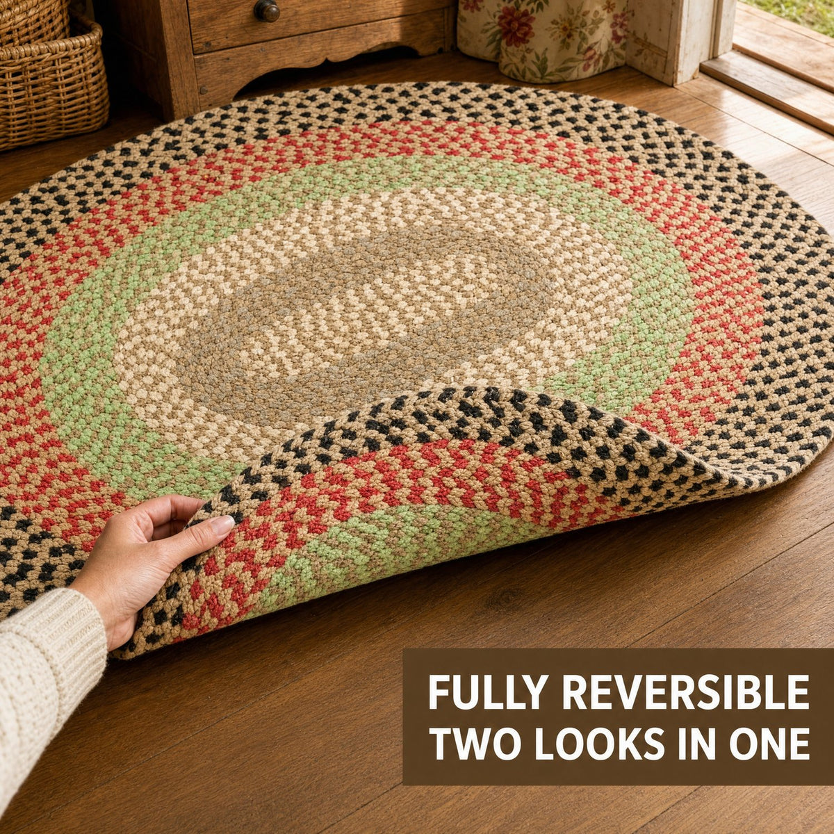 Earthtone Plymouth Collection braided rug 7' x 9' Oval #size_7' x 9' Oval