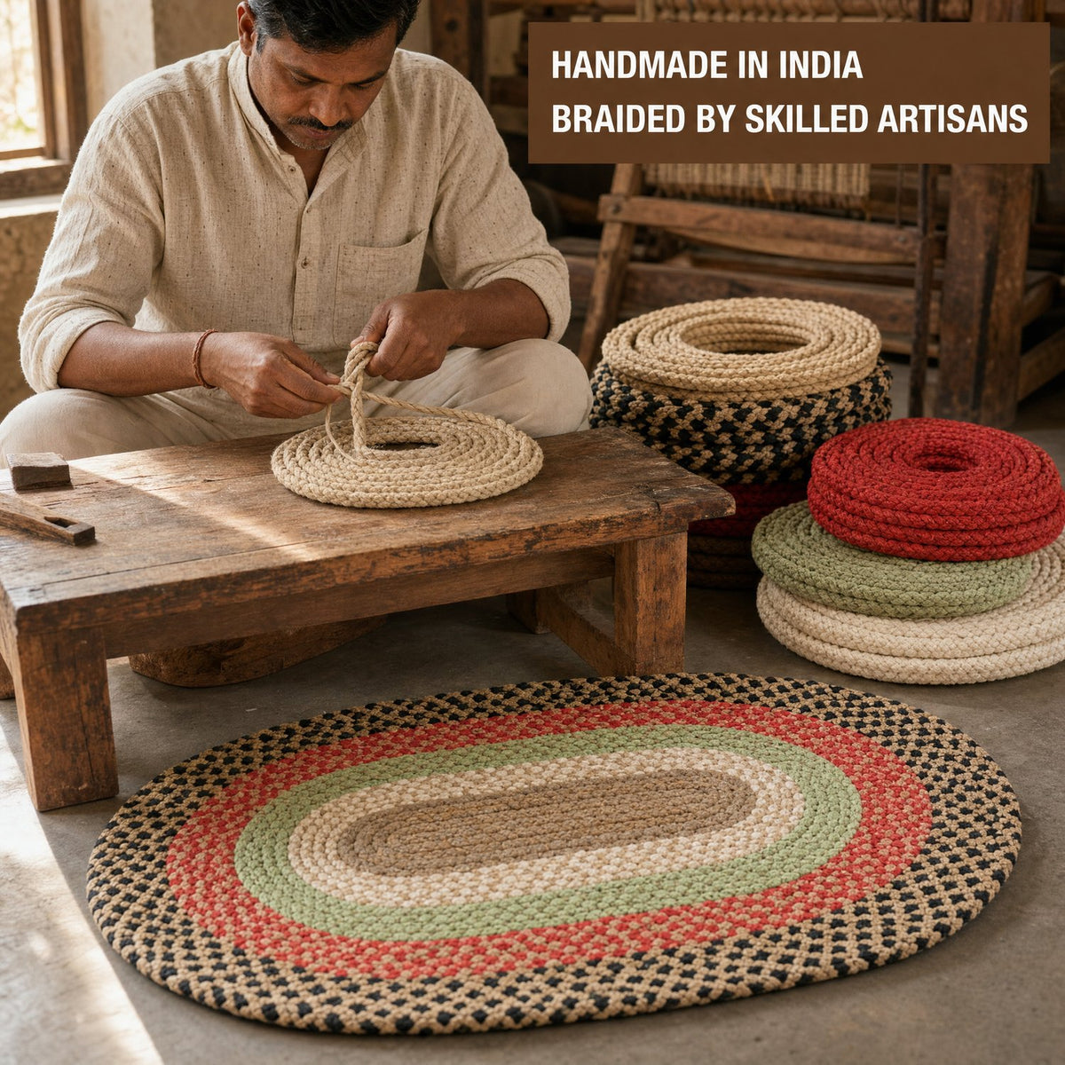 Earthtone Plymouth Collection braided rug 7' x 9' Oval #size_7' x 9' Oval